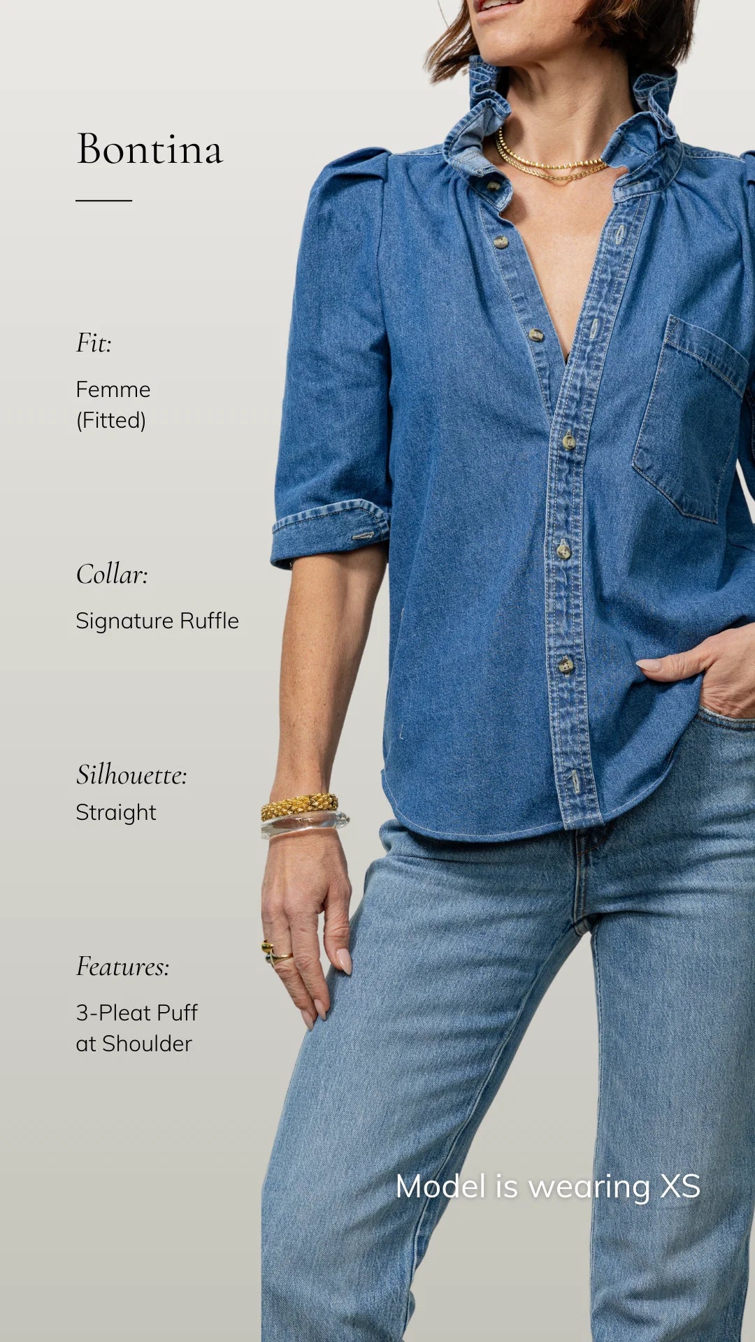Bontina Button Down in Light Blue