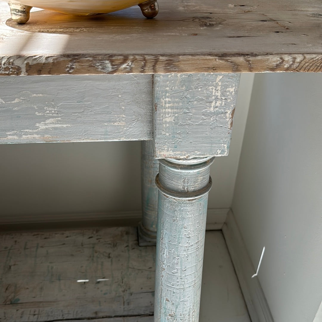 Antique Rustic Column Console Table