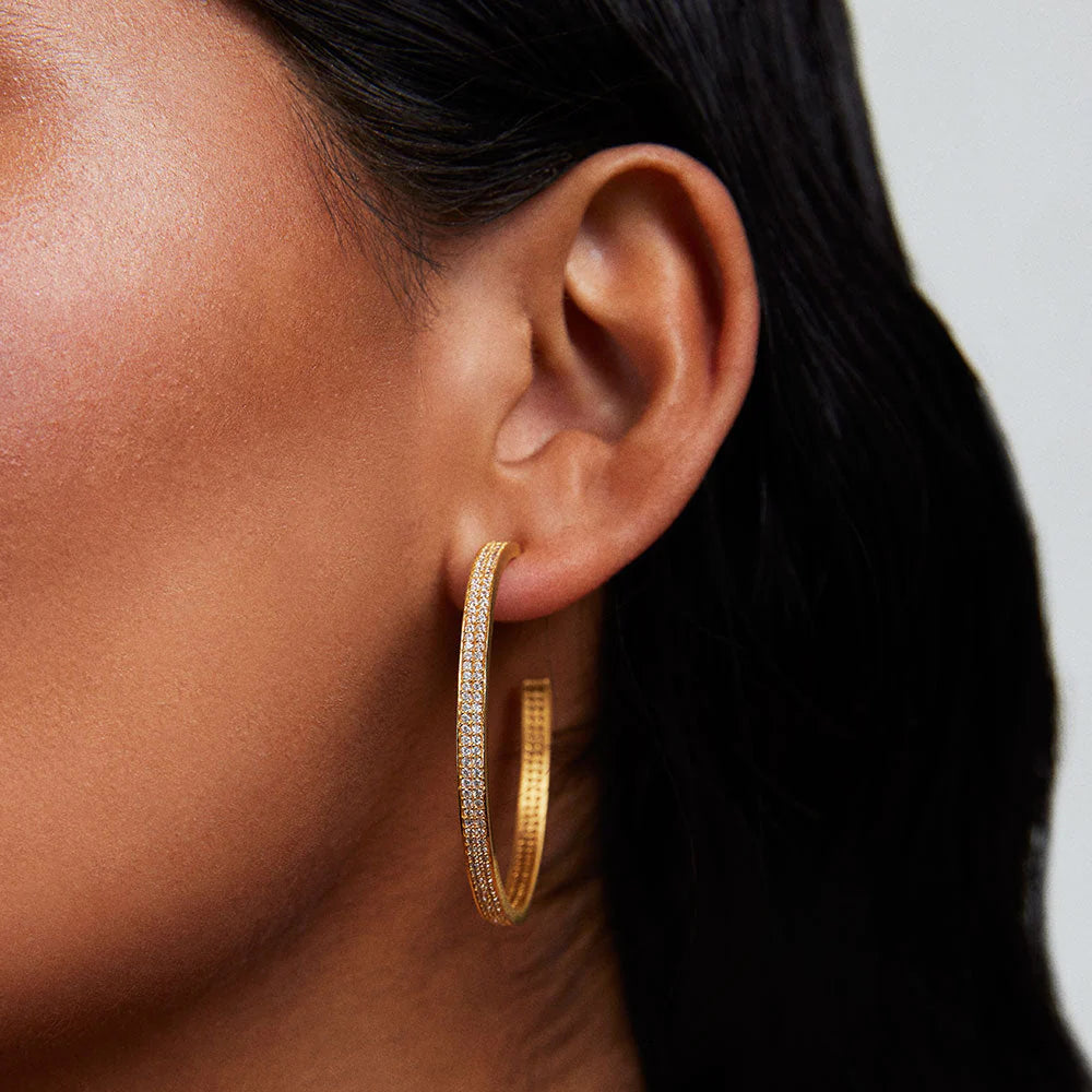 Petit Pave Midi Hoop Earrings