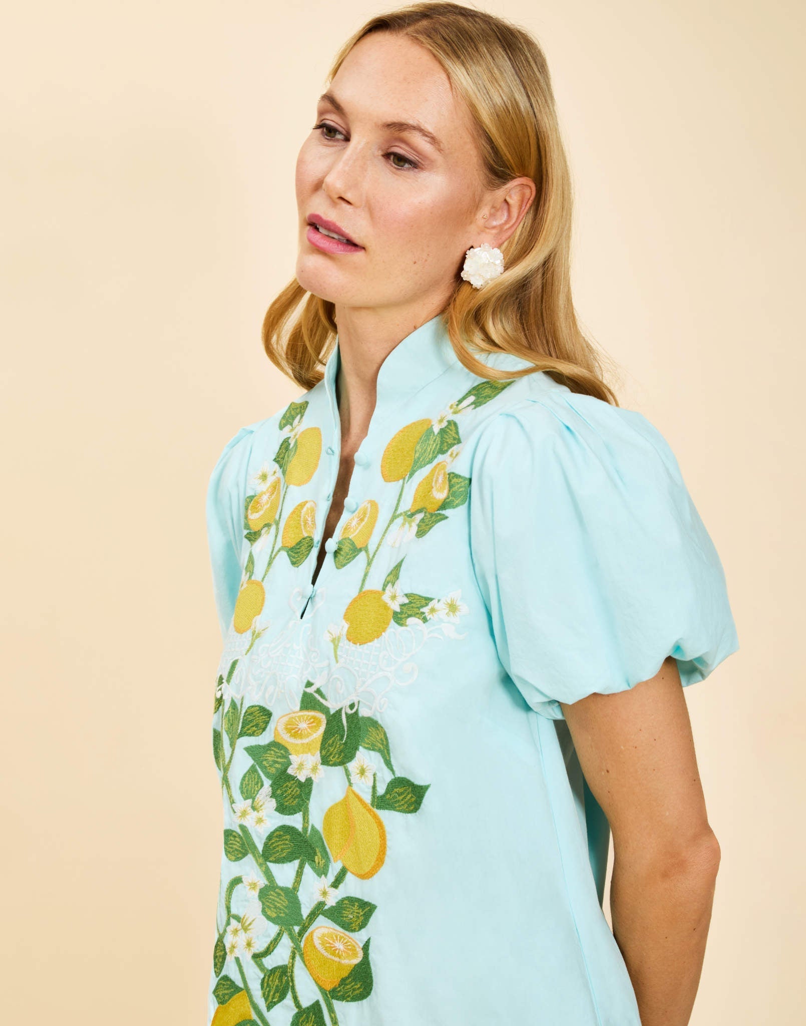 Elliana Barong Mini Dress in Sorrento Citrus