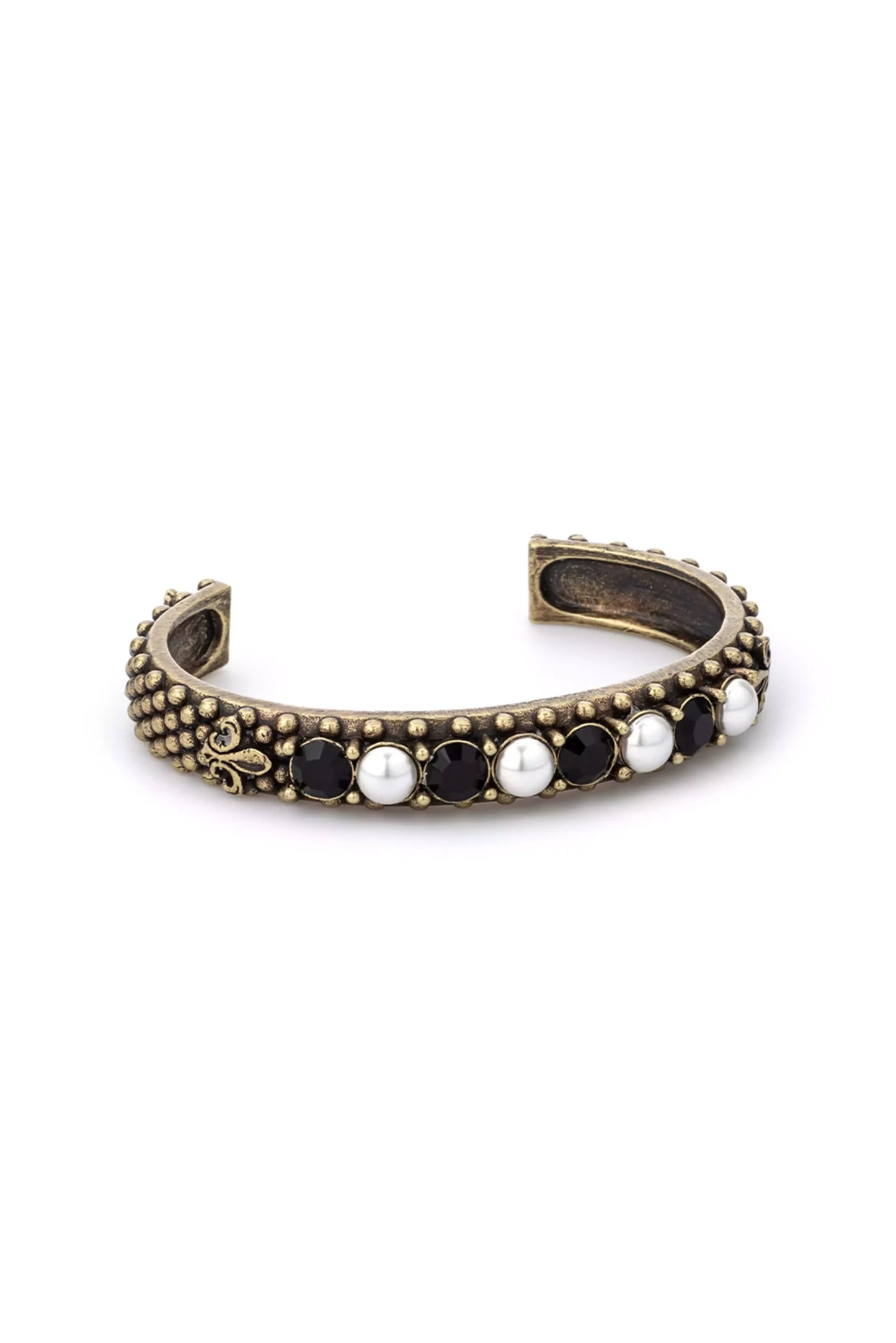 The Brass and Pearl + Jet Black Crystal Cuff