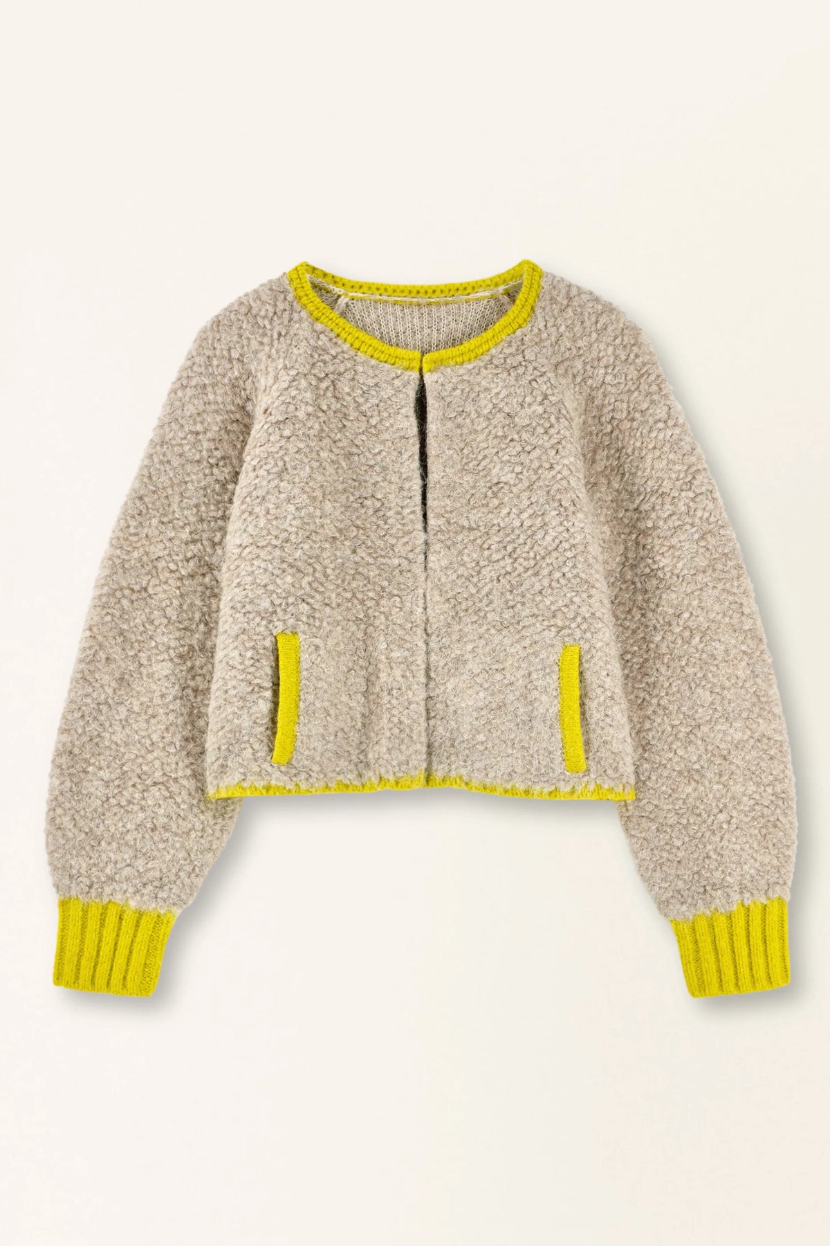Fargo Knit Jacket in Sand/Lemongrass