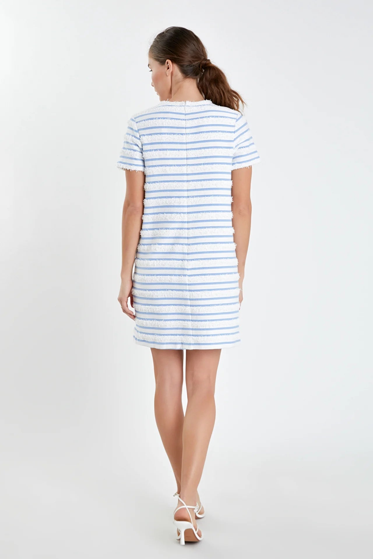 Fringed Striped Polo Mini Dress