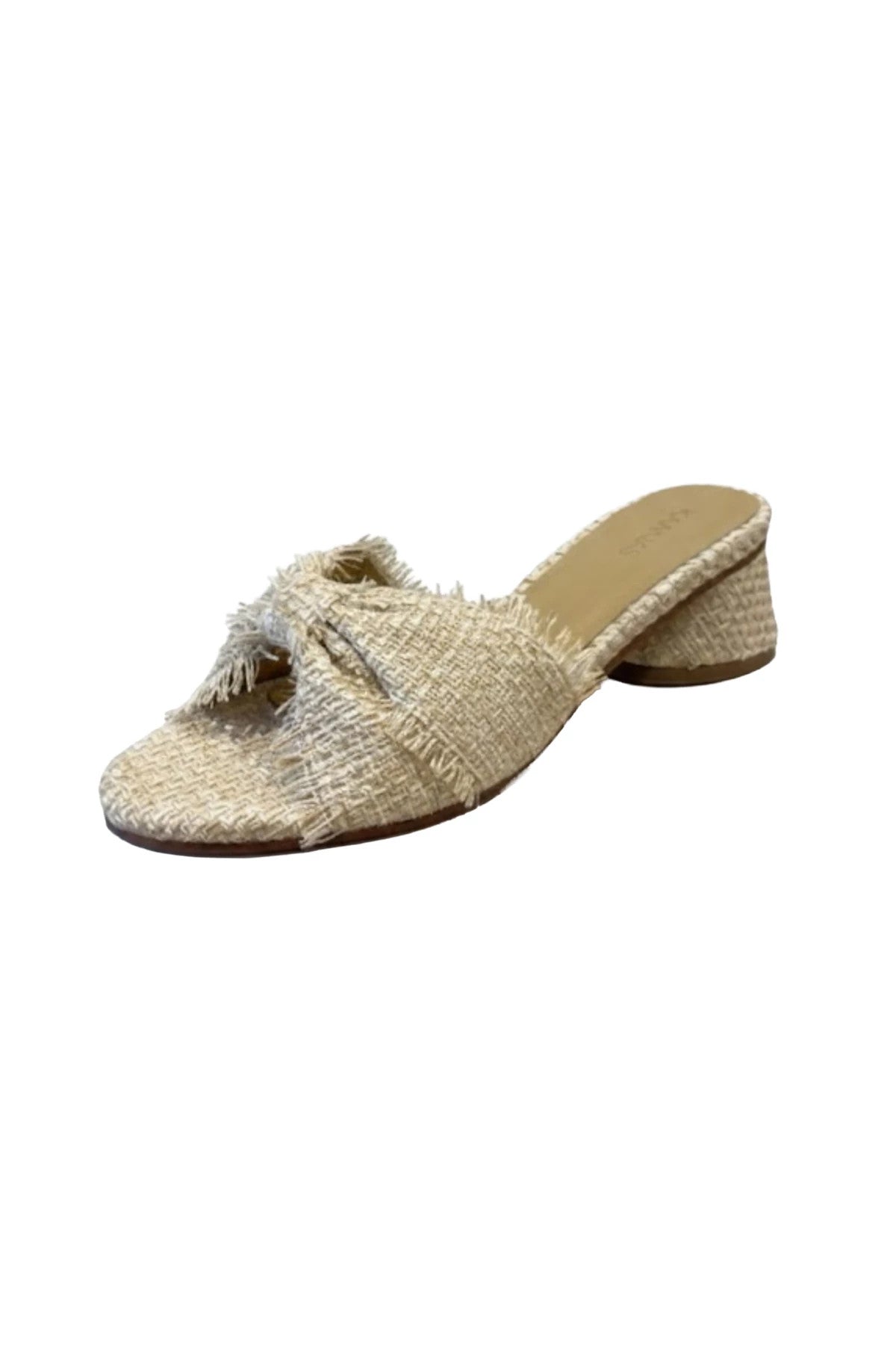 Koa Frayed Bow Block Heel