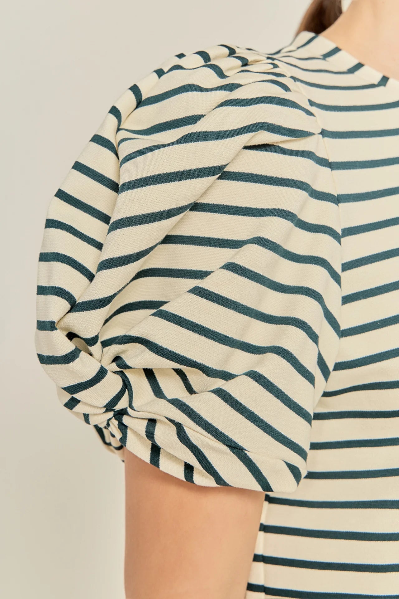 Puff Sleeve Knit Cotton Top