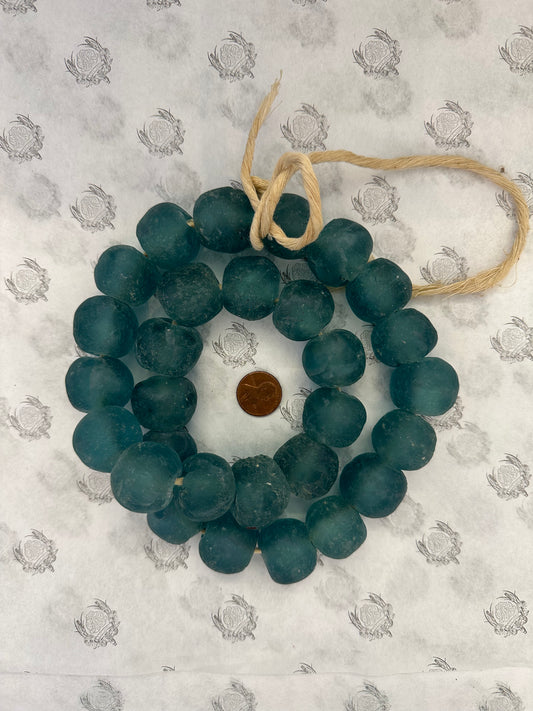 23mm Jumbo Light Blue Recycled Glass Beads