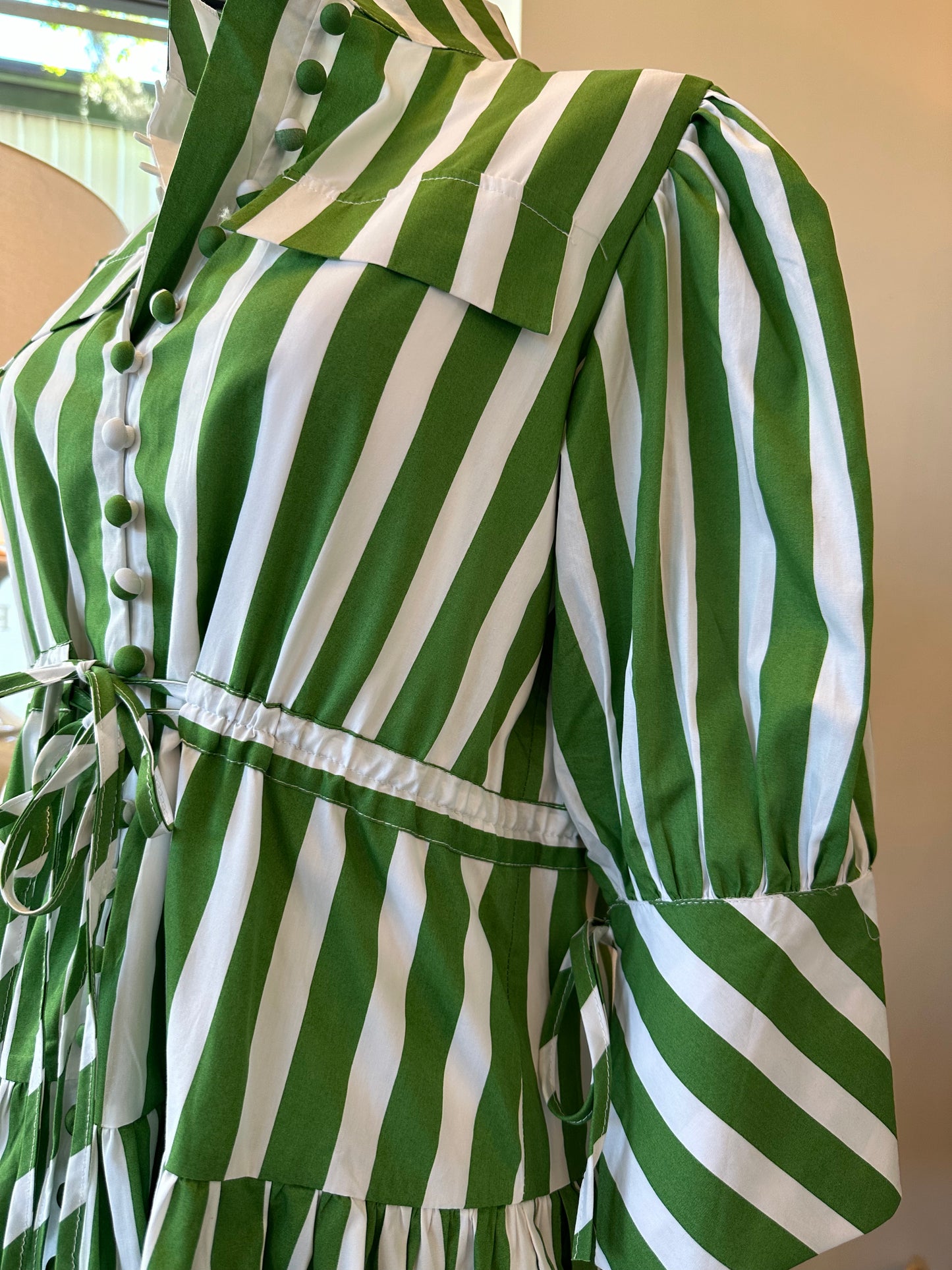 Green Stripe Shirt Dress