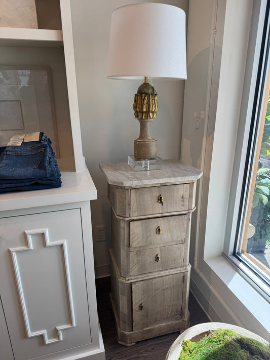 Louis Phillipe Marble Top Bedside Cabinet