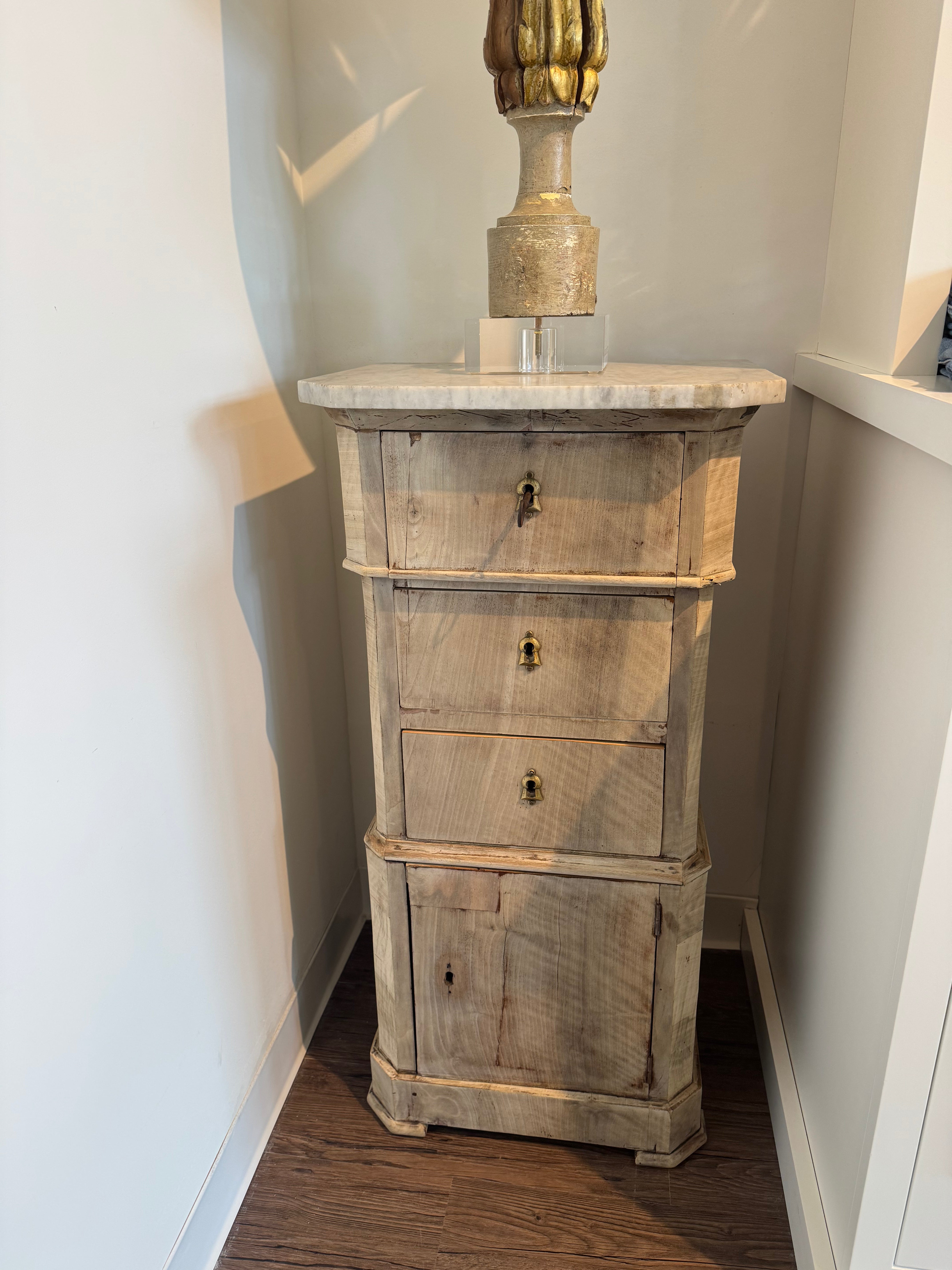 Louis Phillipe Marble Top Bedside Cabinet