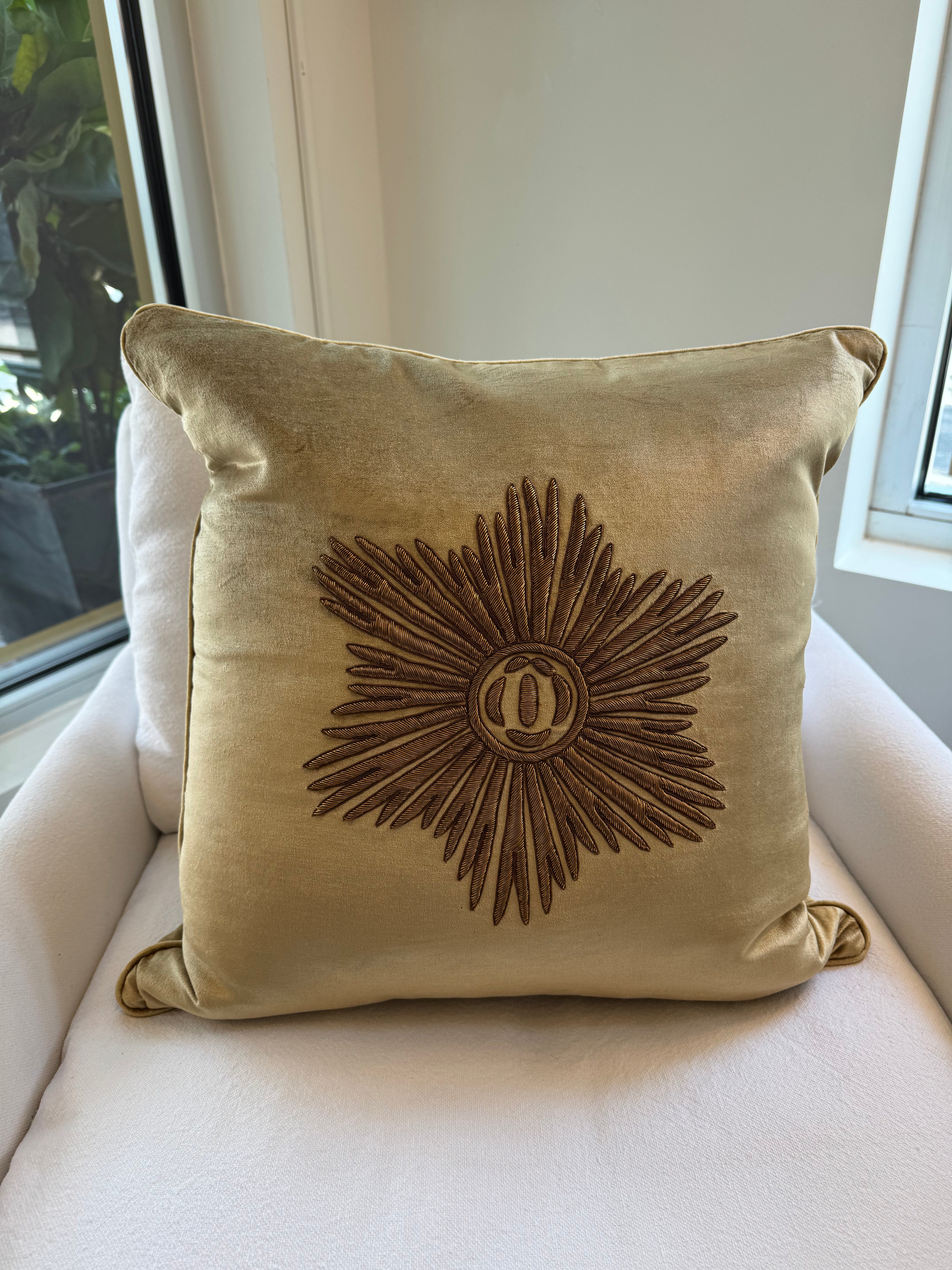 Gold Embroidered Star Pillow