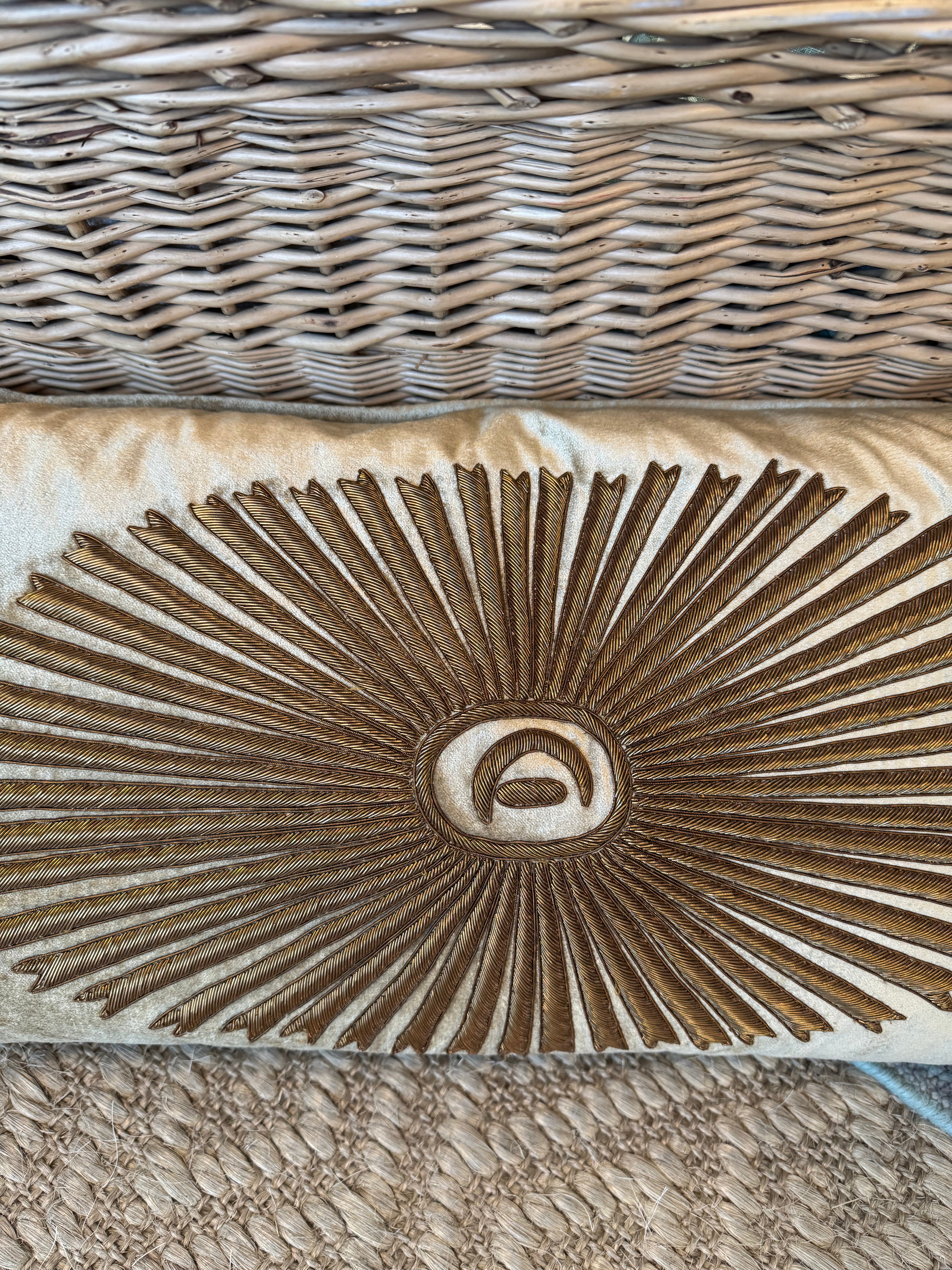 Gold Embroidered Sun Pillow