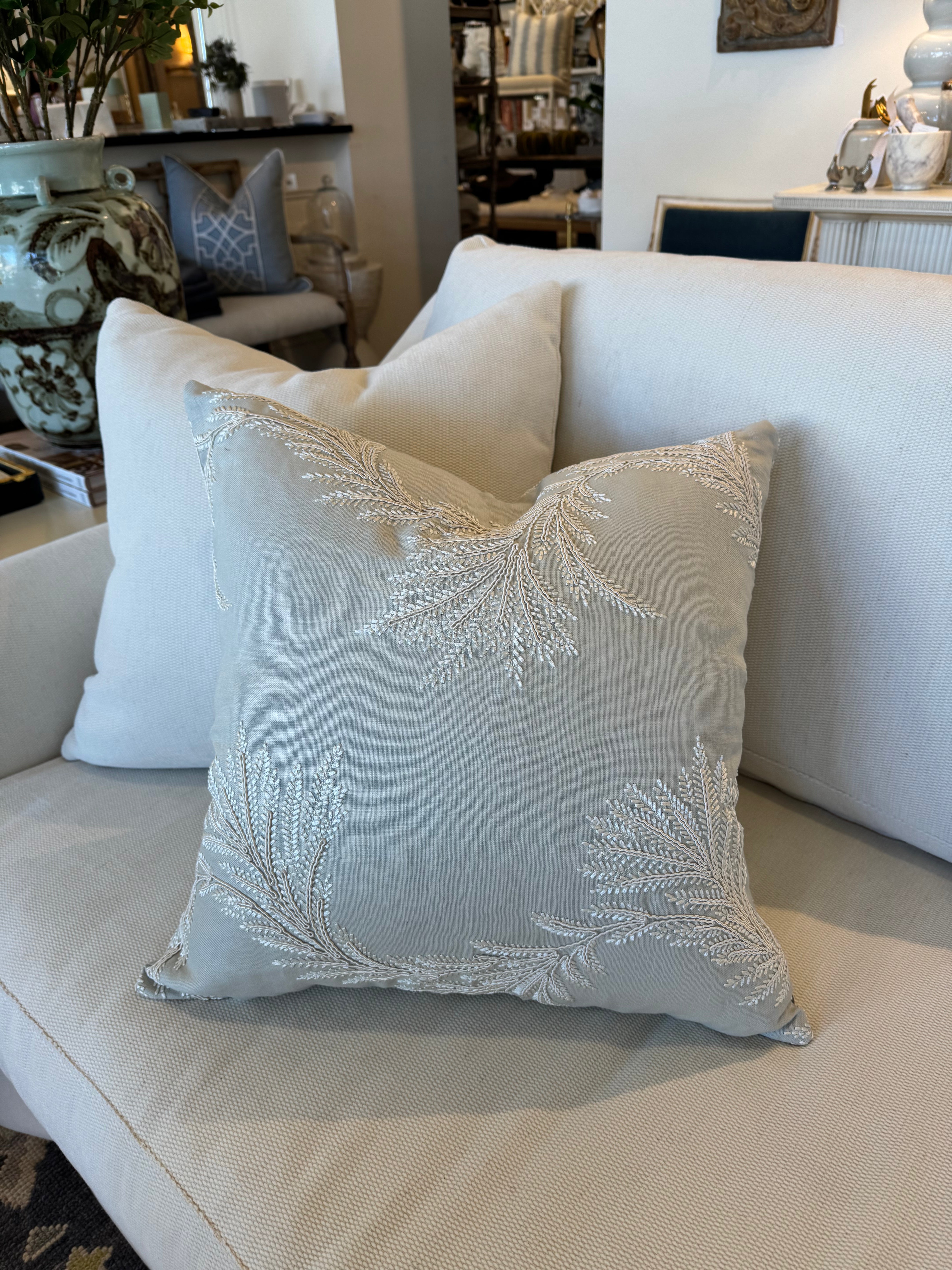 Colefax and Fowler Lavinia Designer Embroidered Pillow