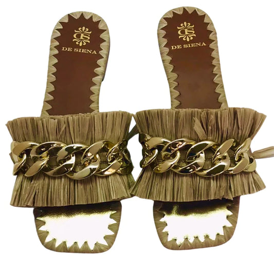 Donata Raffia Flat Sandals