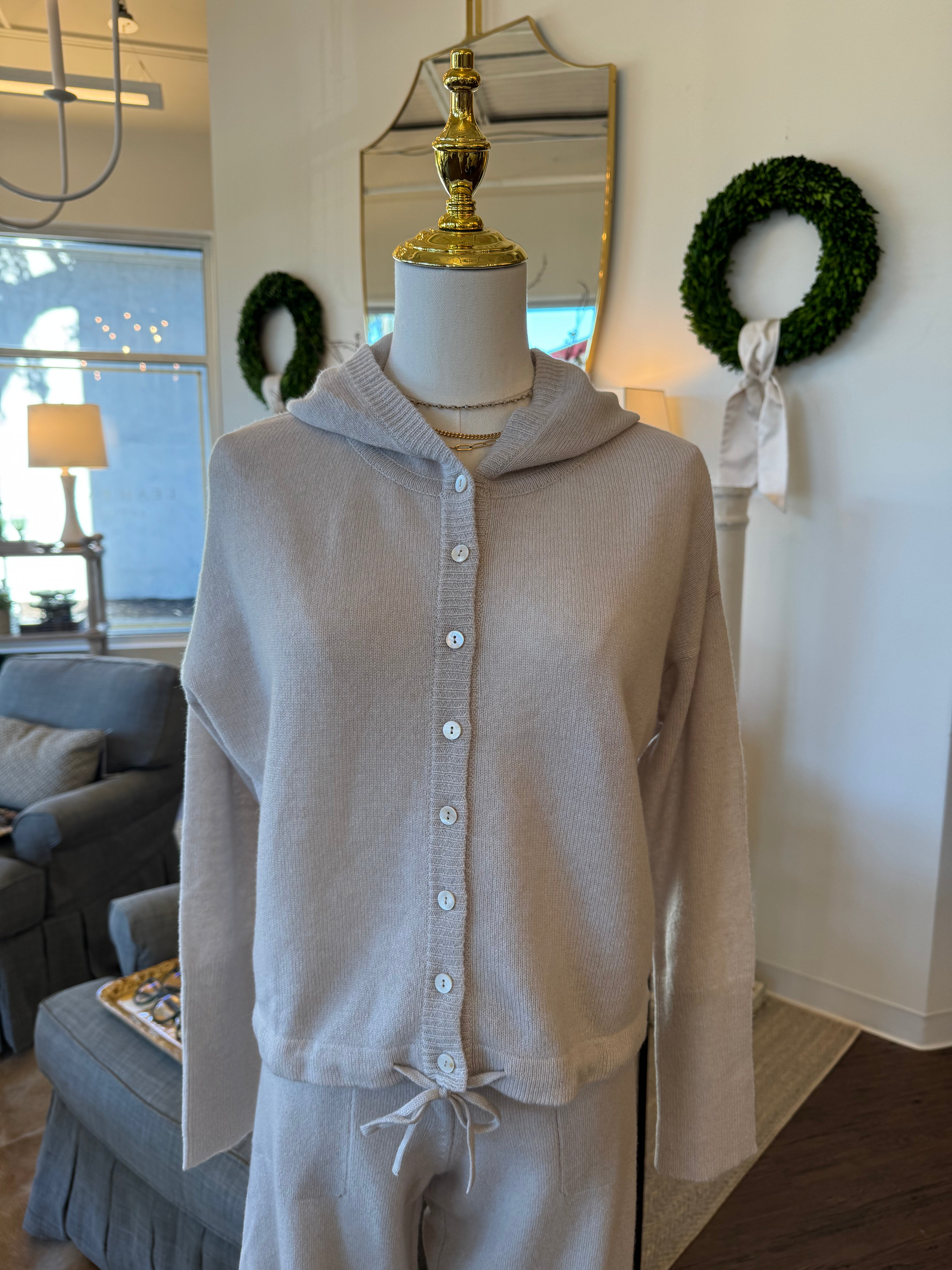 The Tate Cashmere Hoodie Cardigan