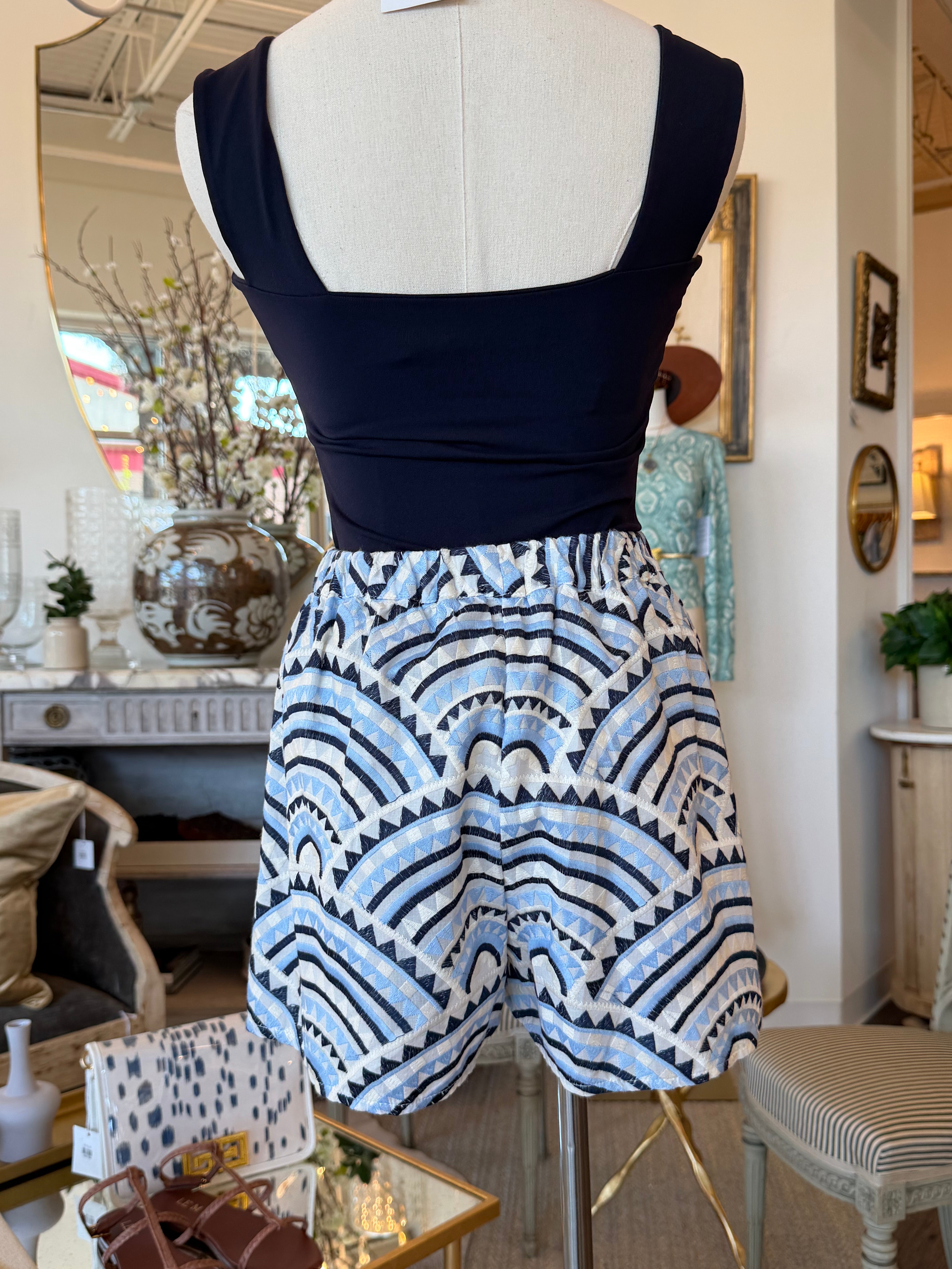 Embroidered Elastic Waist Shorts