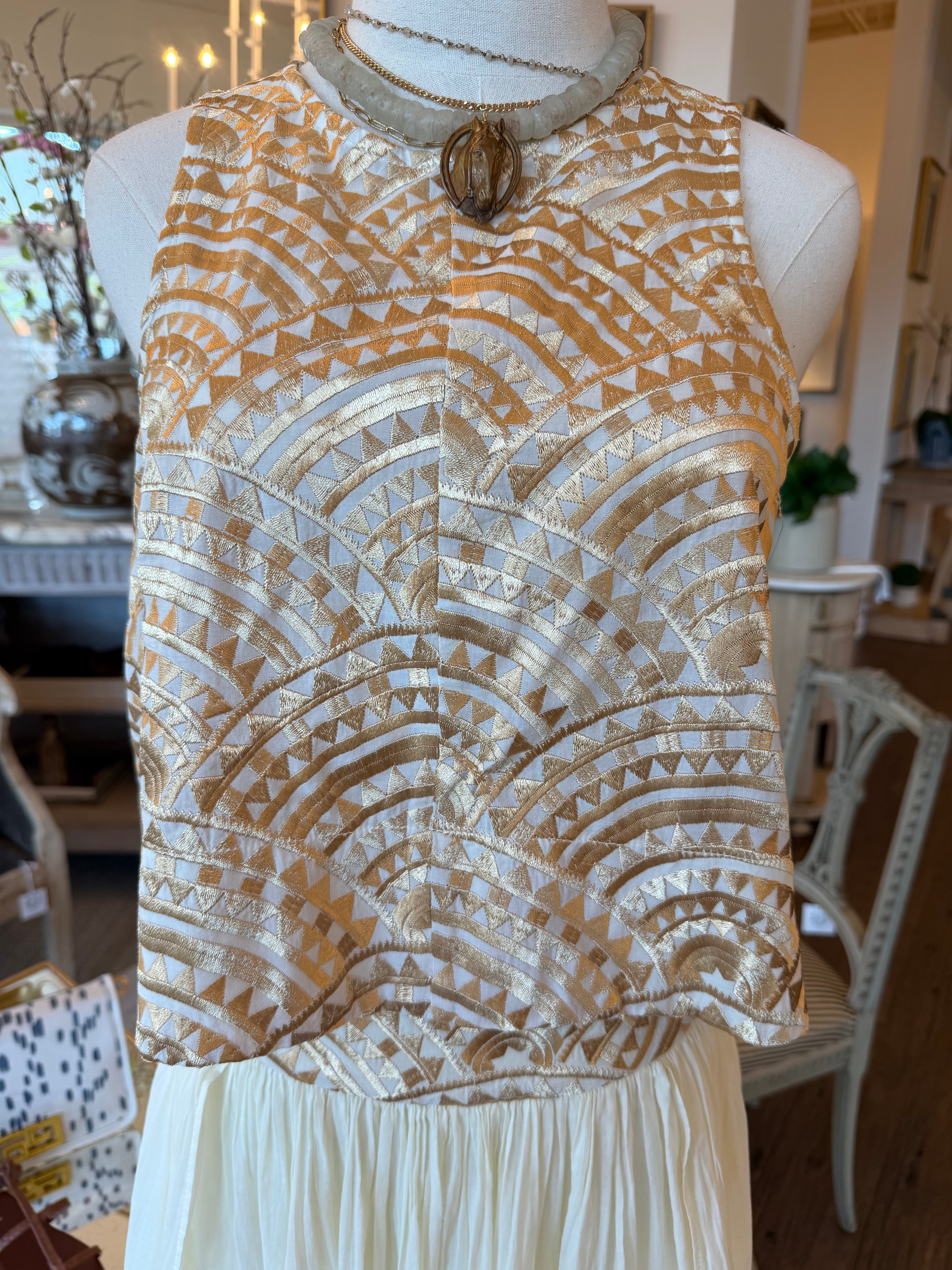 Triangle Embroidered Sleeveless Top