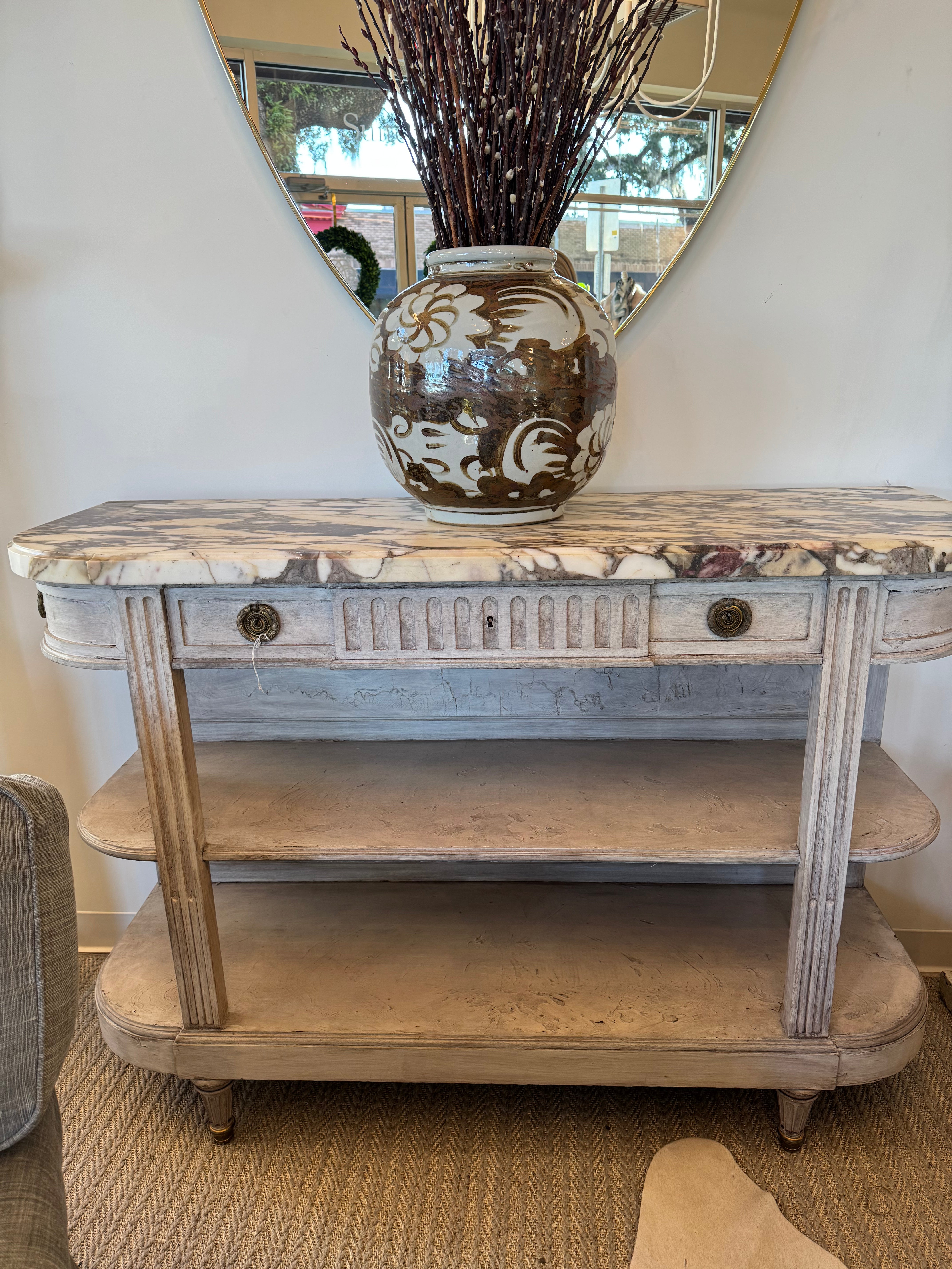 Antique Console Table with Marble Top