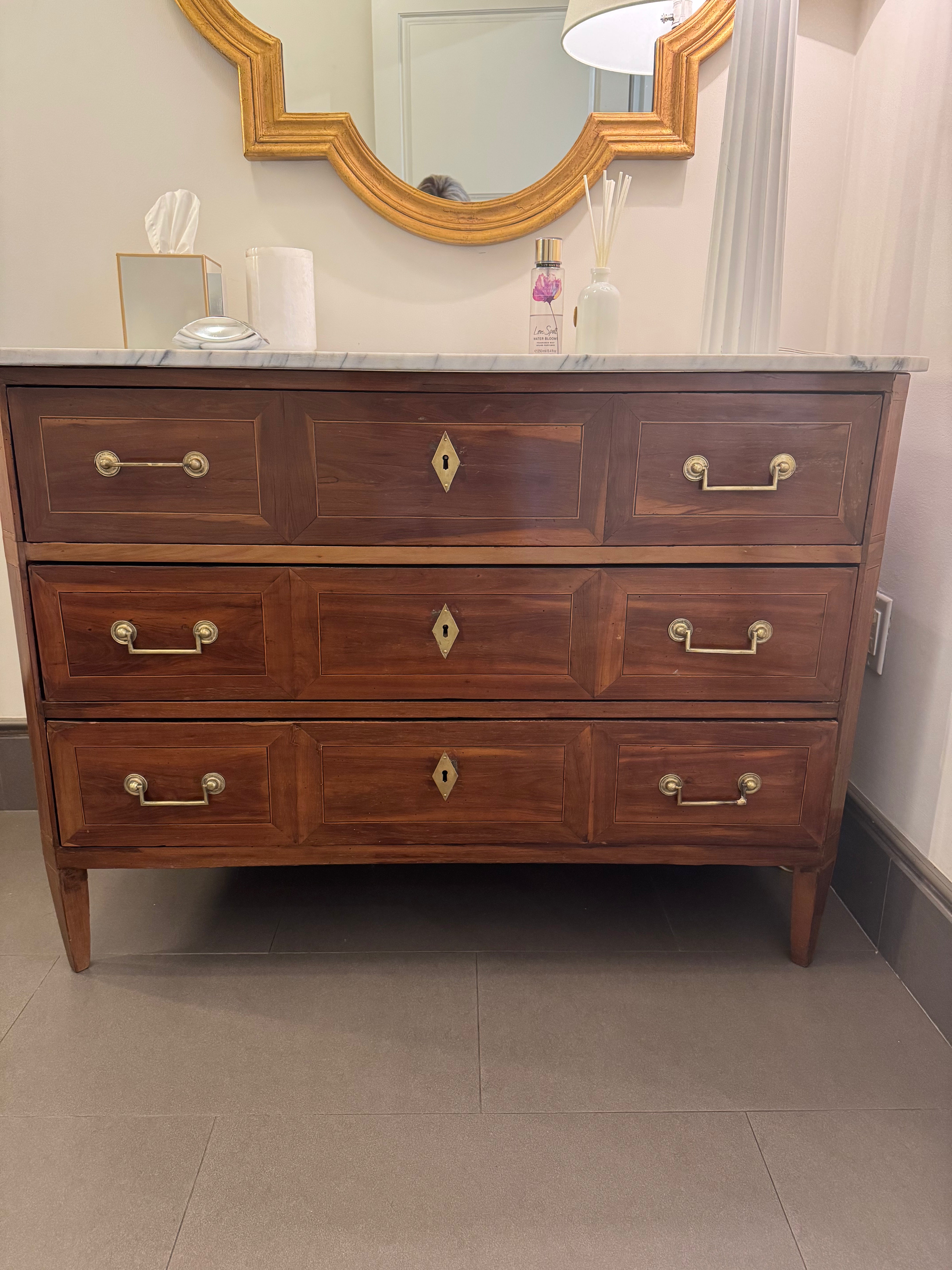 French Louis XVI Chest with Marble Top