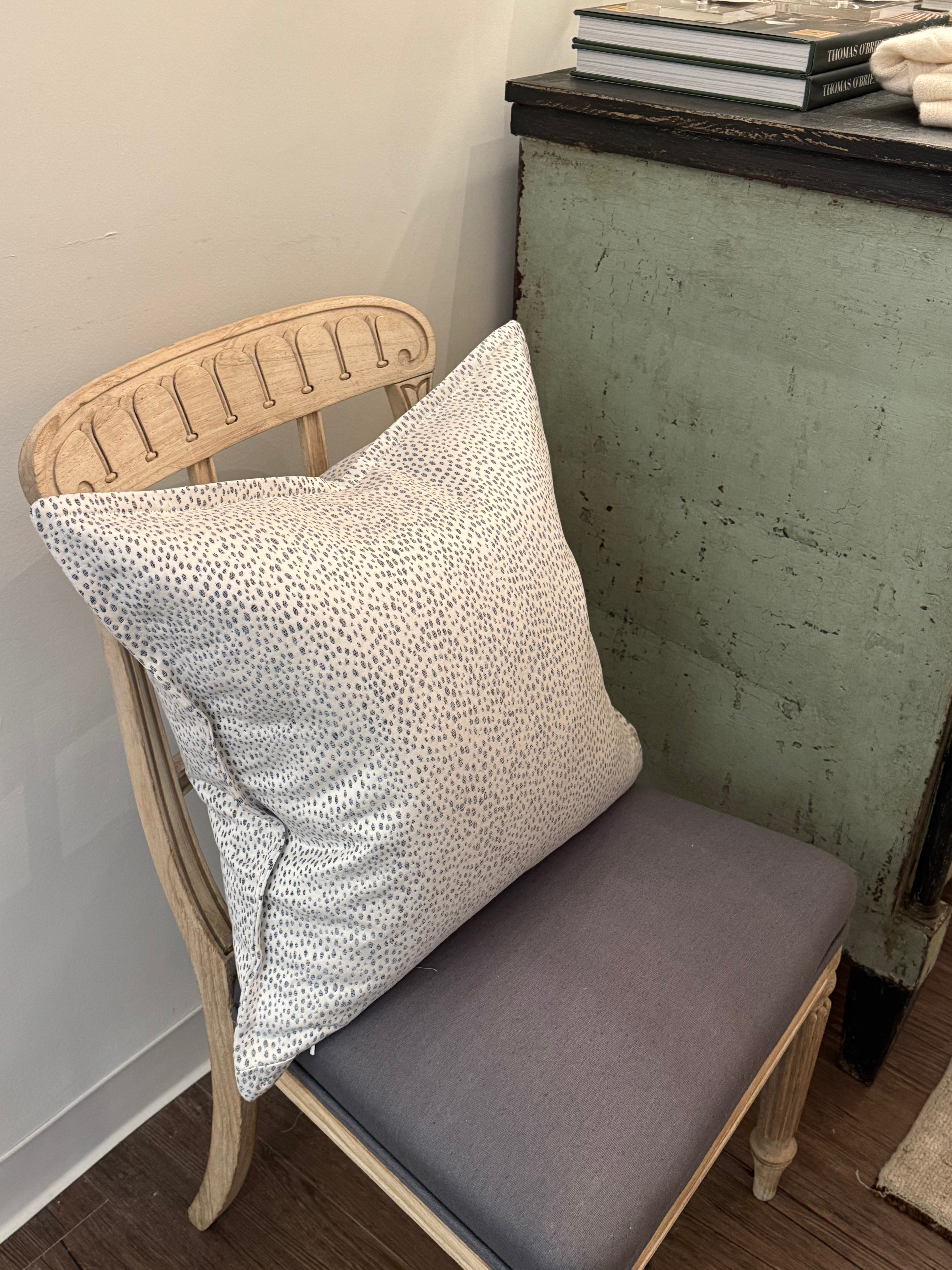 Scalamandre Raindrop Bluestone Pillow with Flange