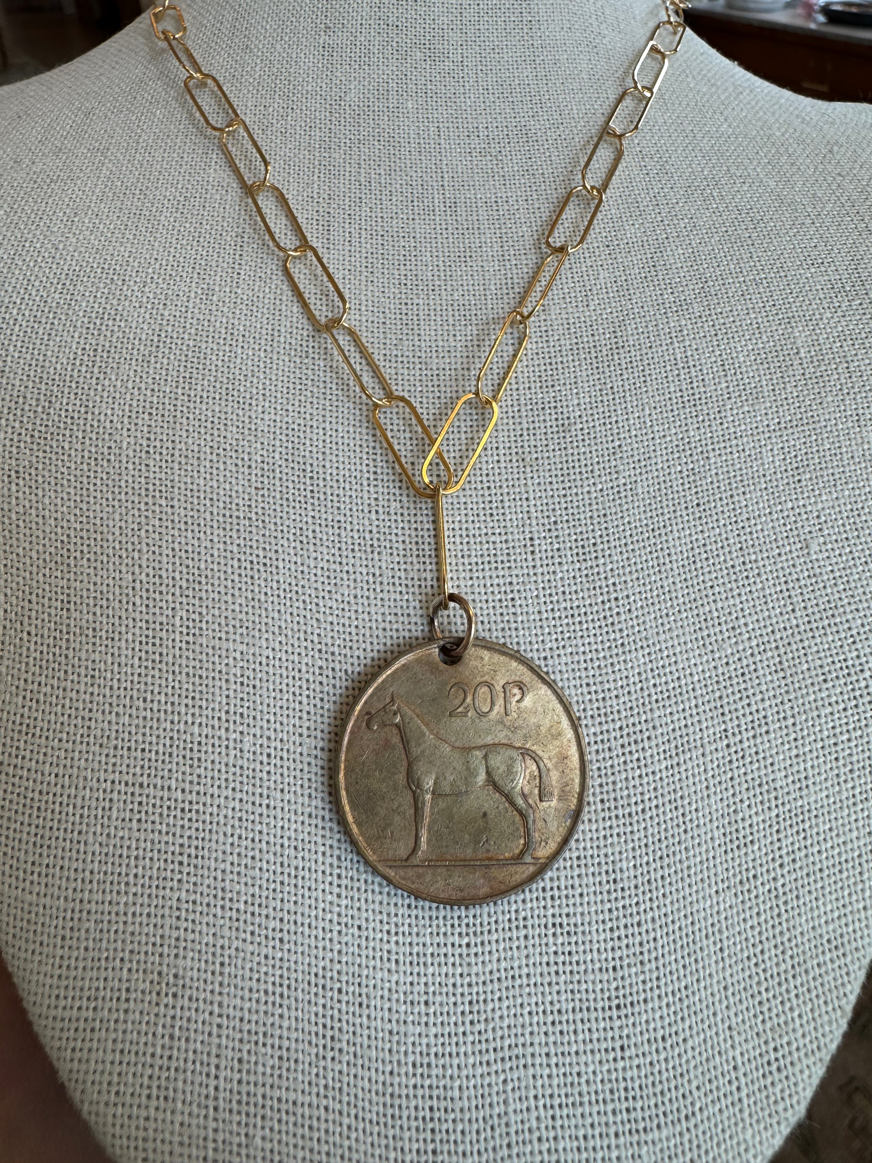 Vintage Irish 20 Pence Coin Necklace