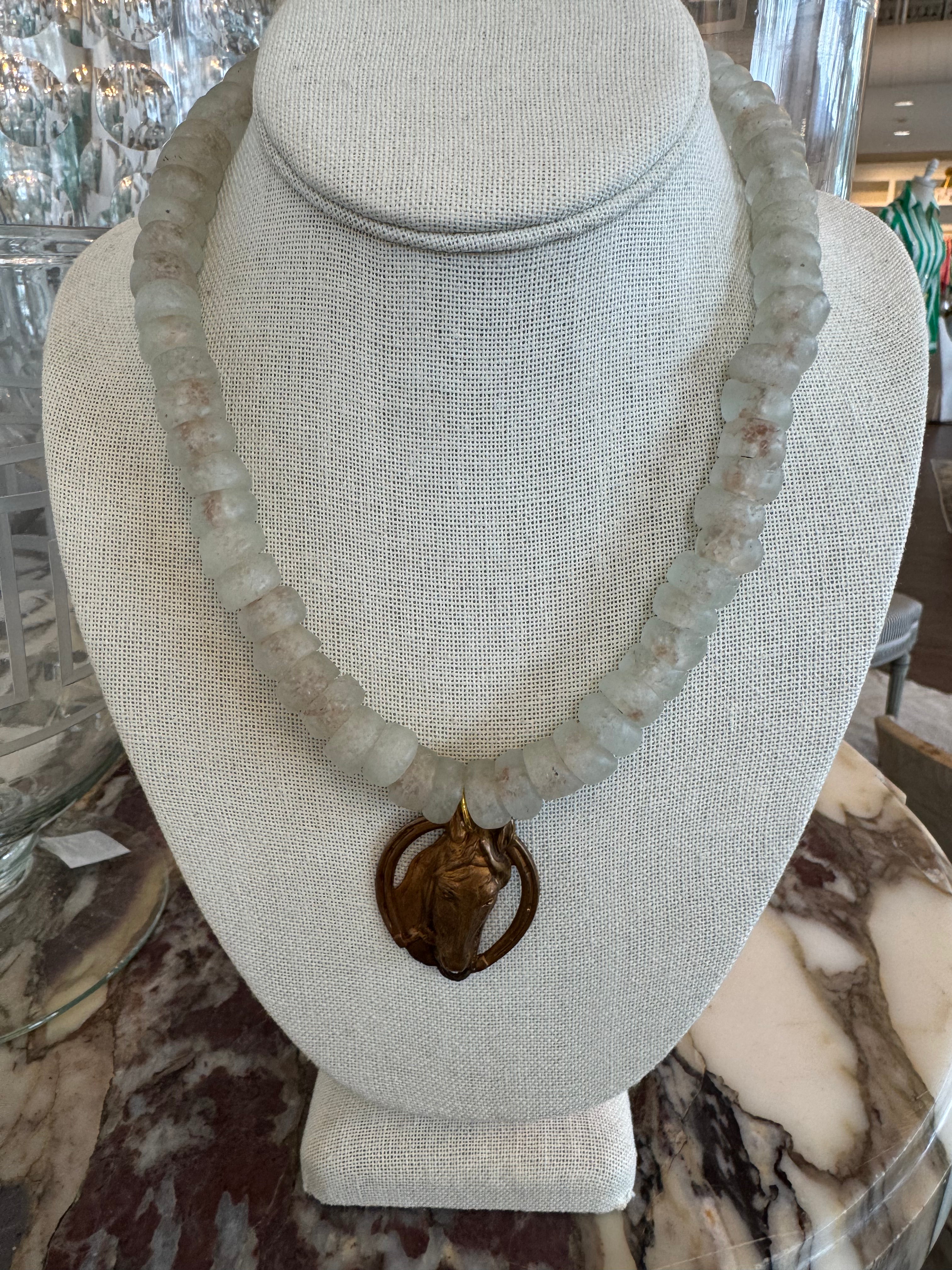 Bead Necklace with Horse Head Pendant