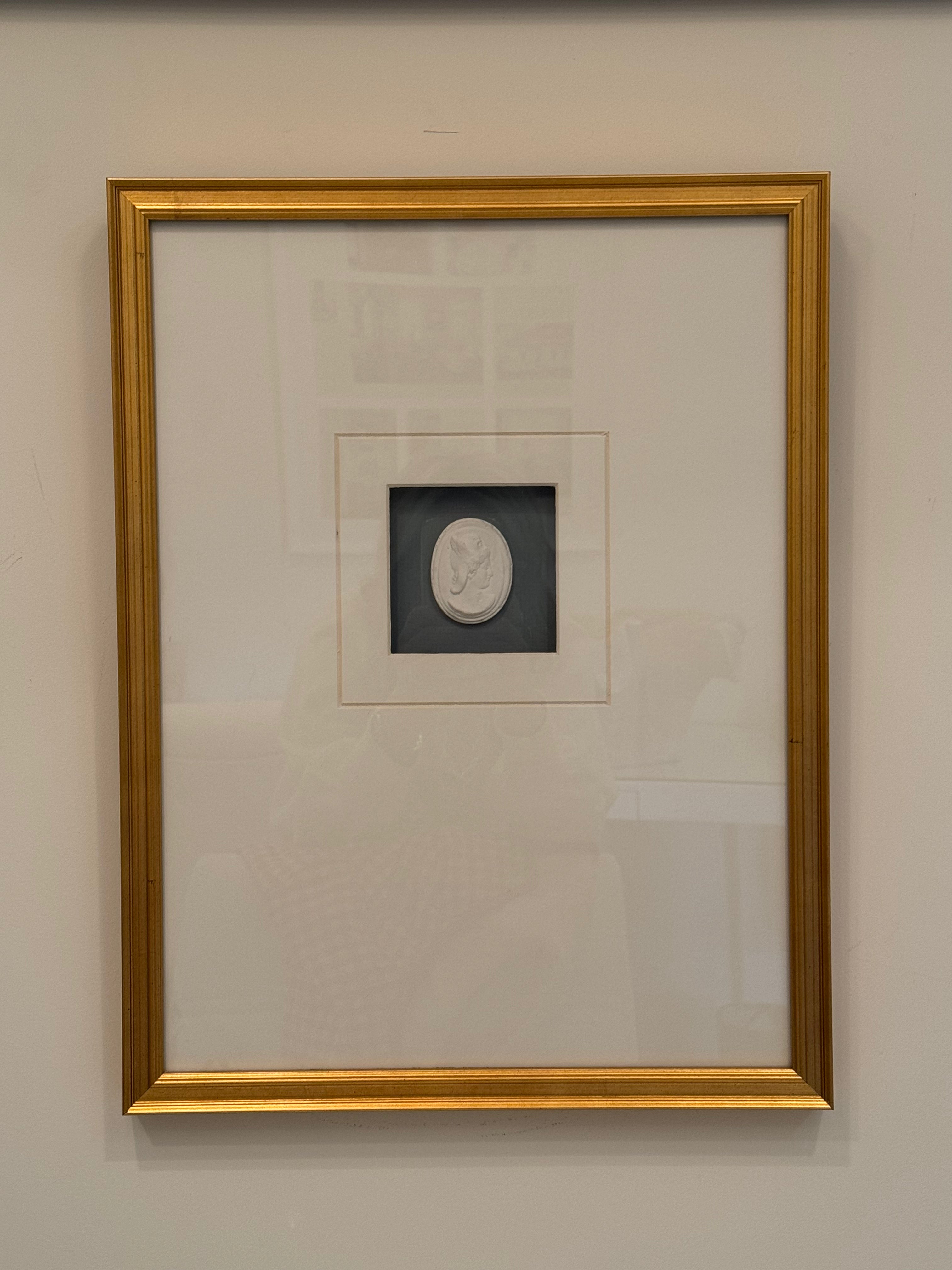 Single Intaglio on Blue Background