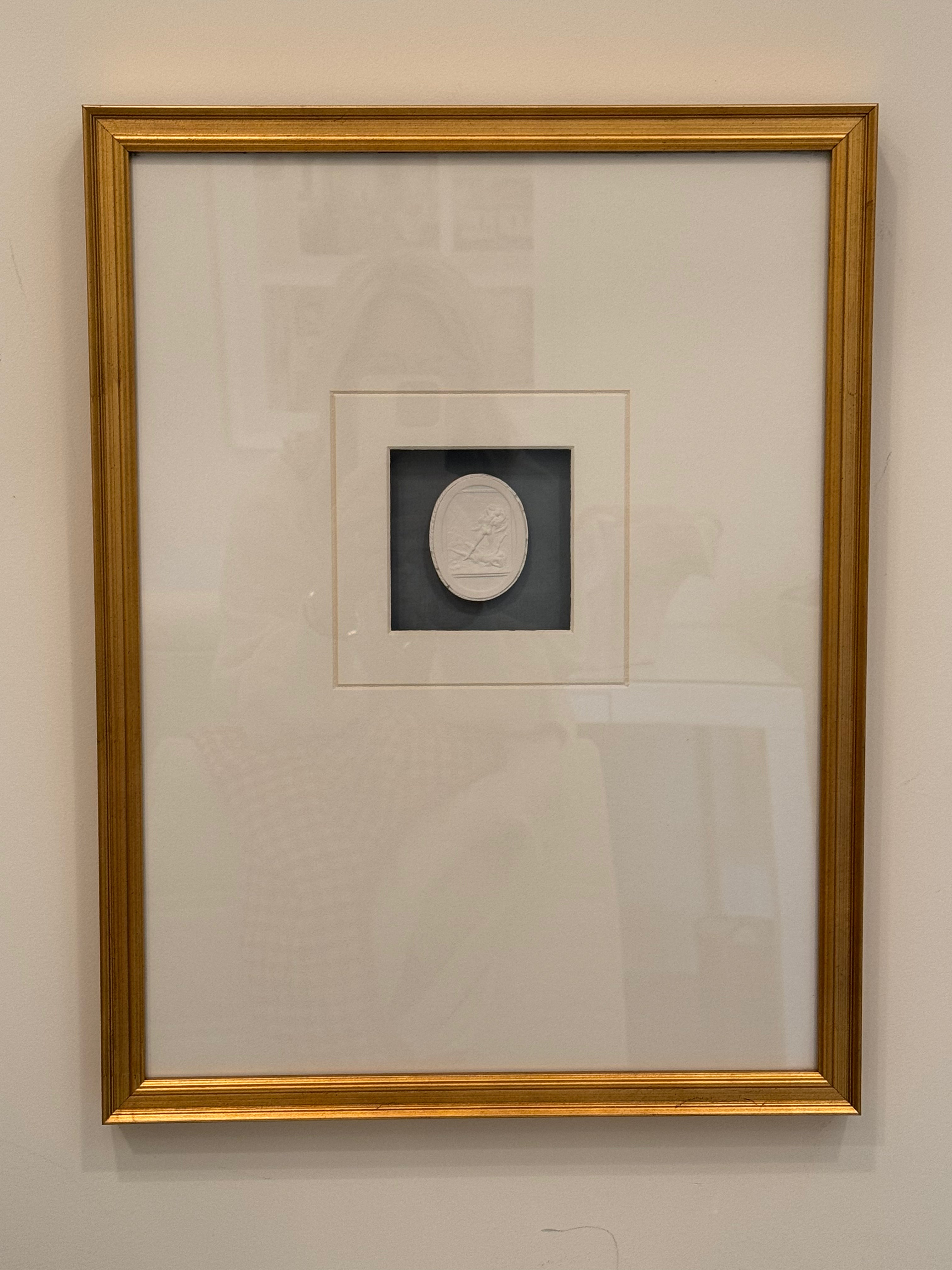 Single Intaglio on Blue Background