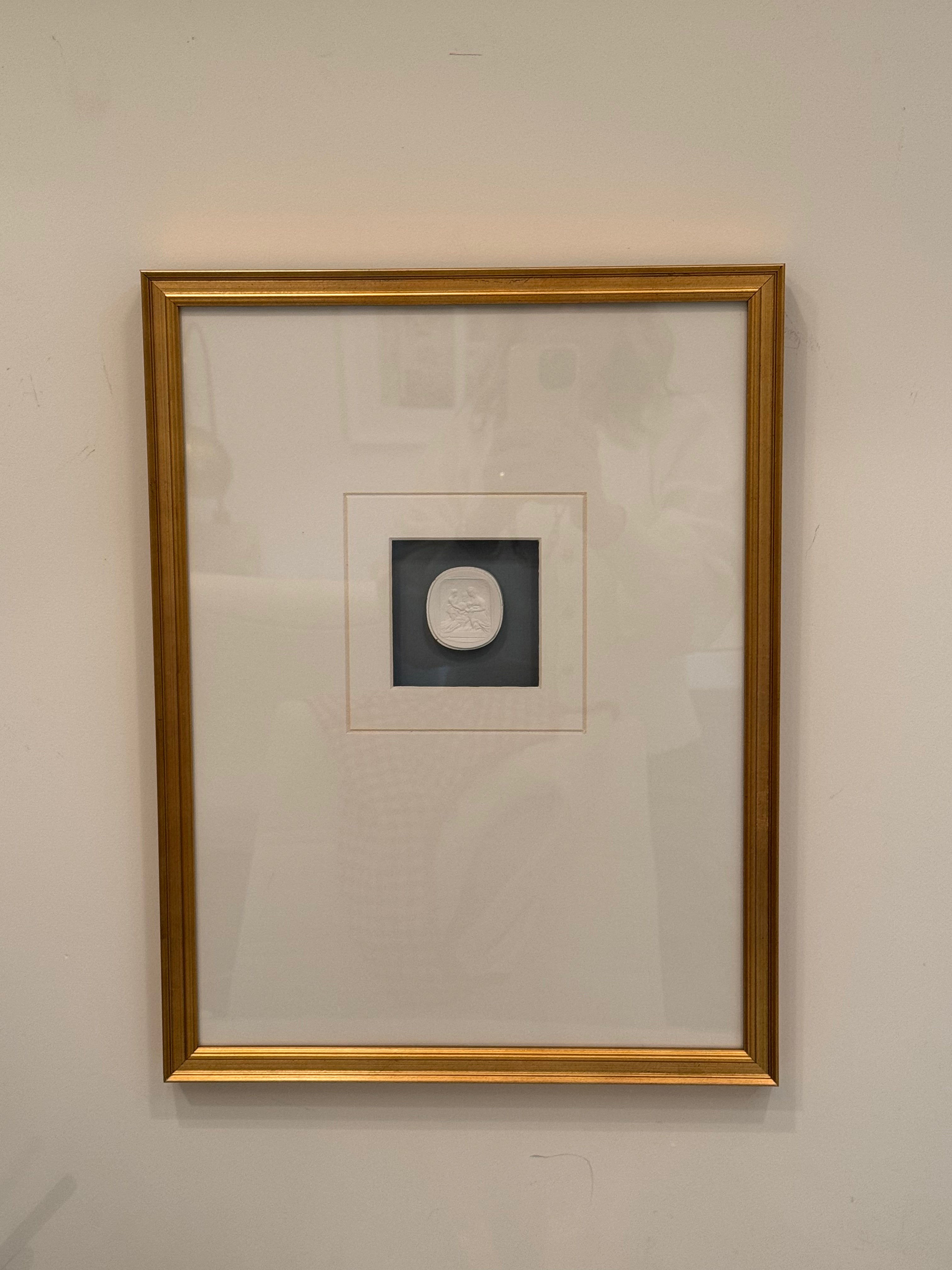 Single Intaglio on Blue Background