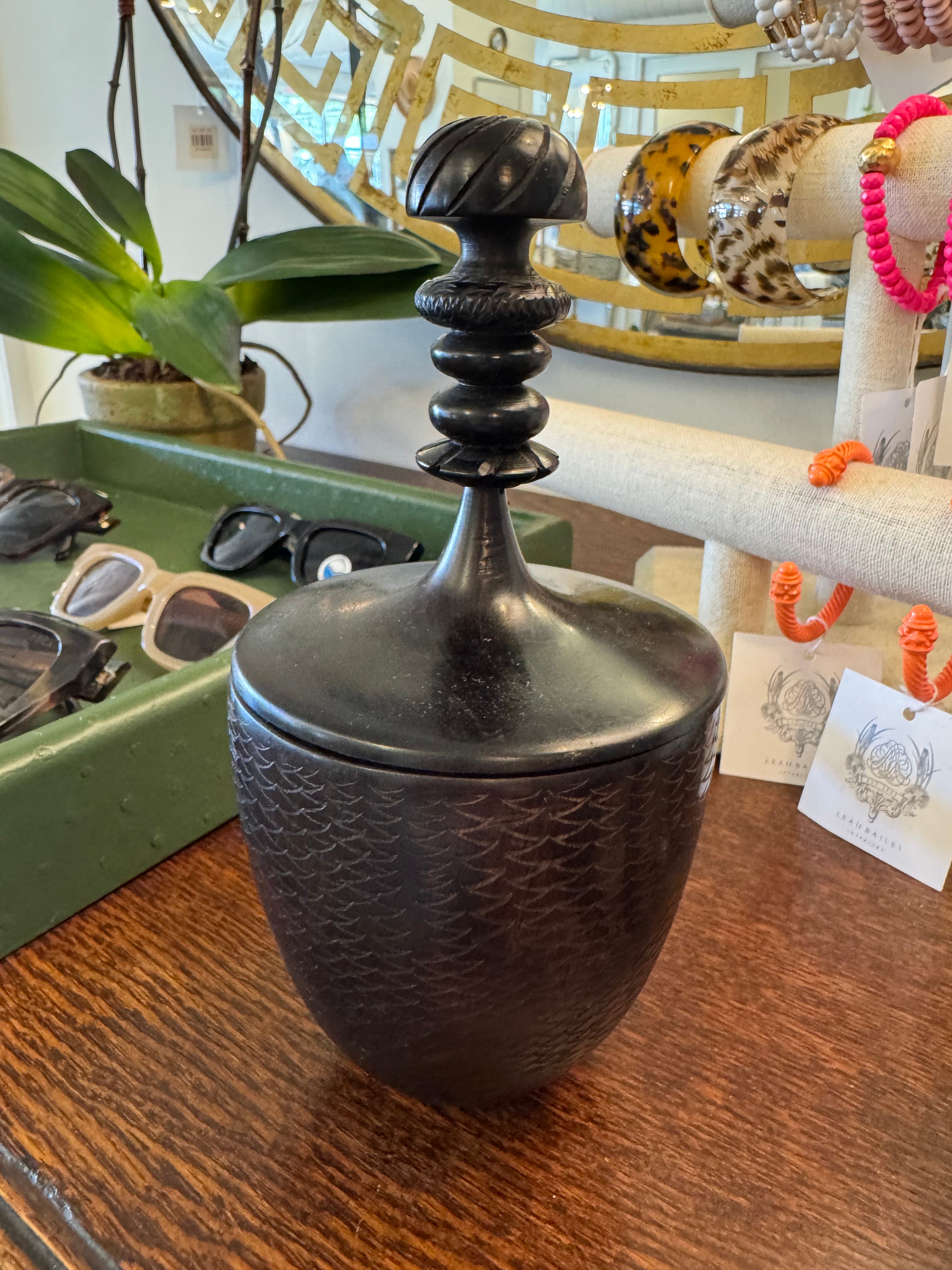 Turned Wood Lidded Vessel