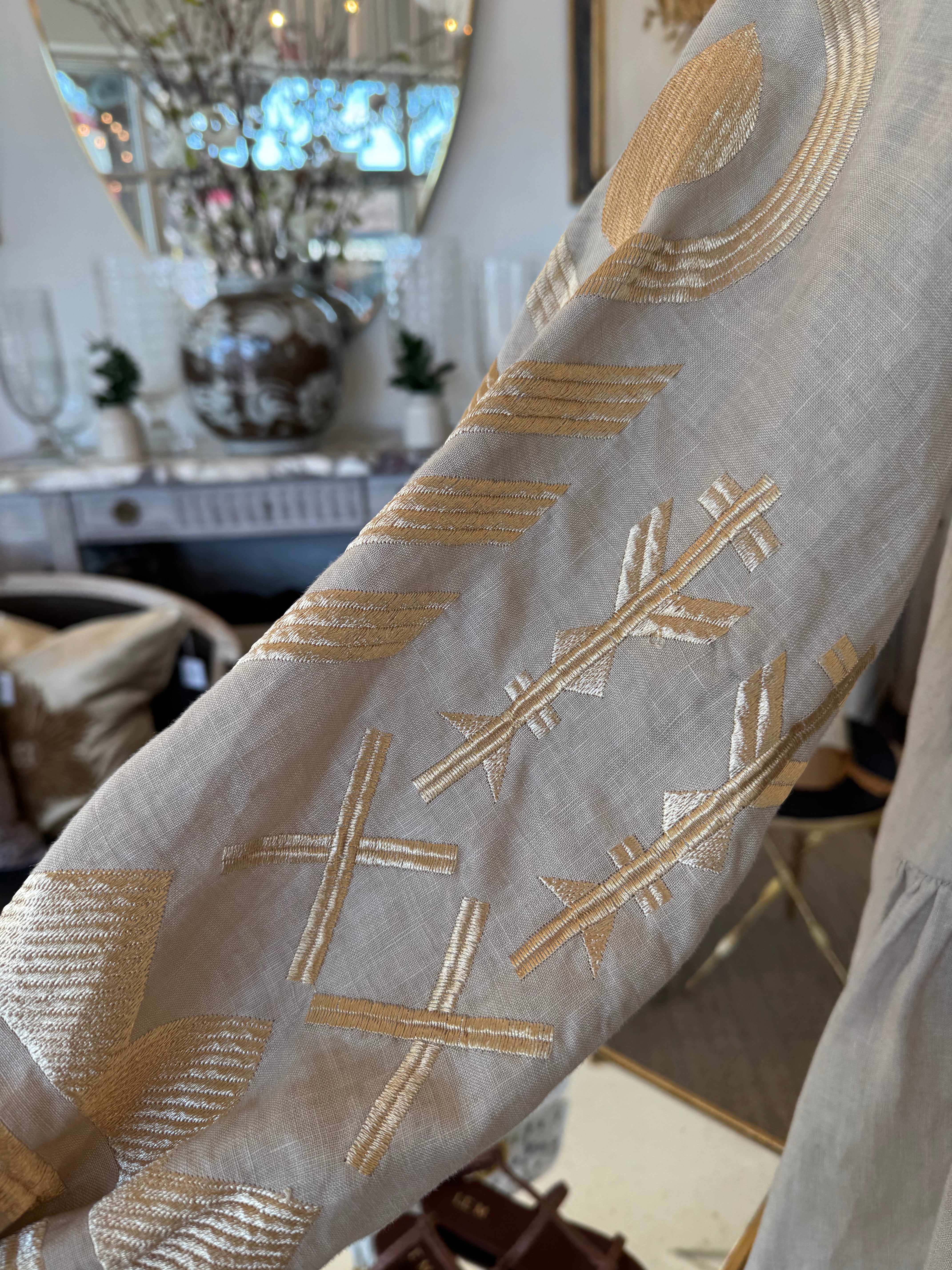 Embroidered V-Neck Mini Dress