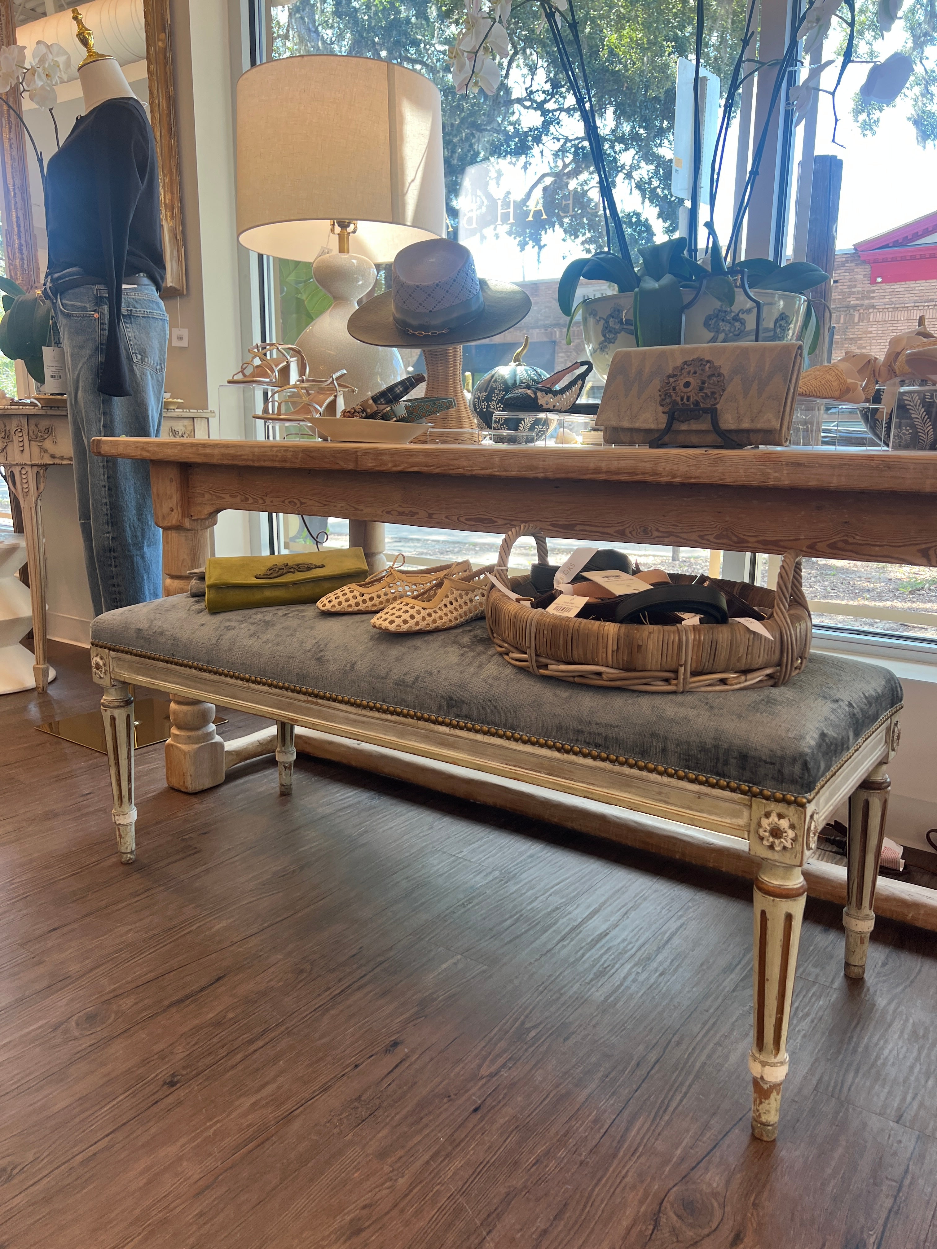 Upholstered Antique Bench