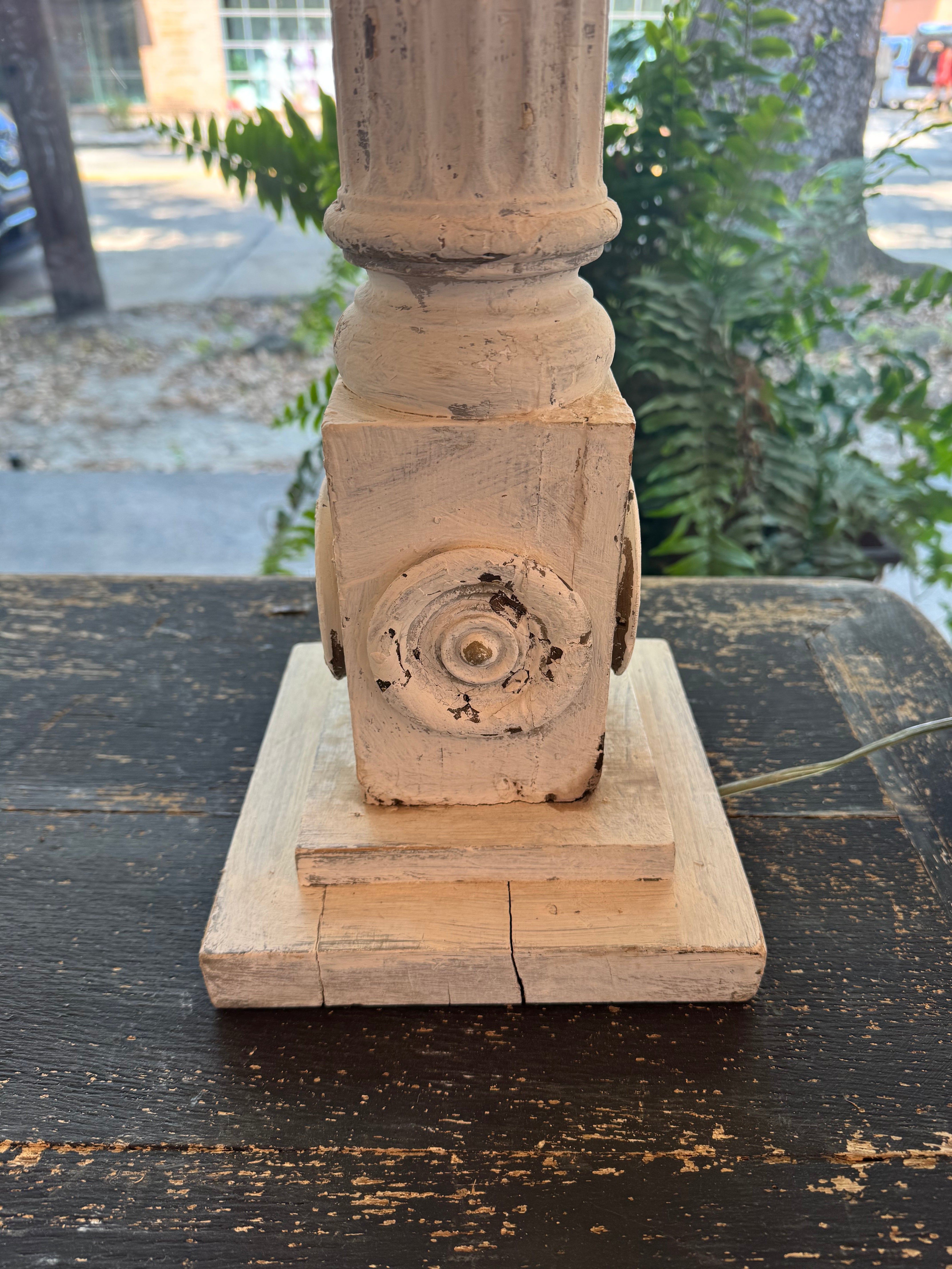 Antique White Column Lamps