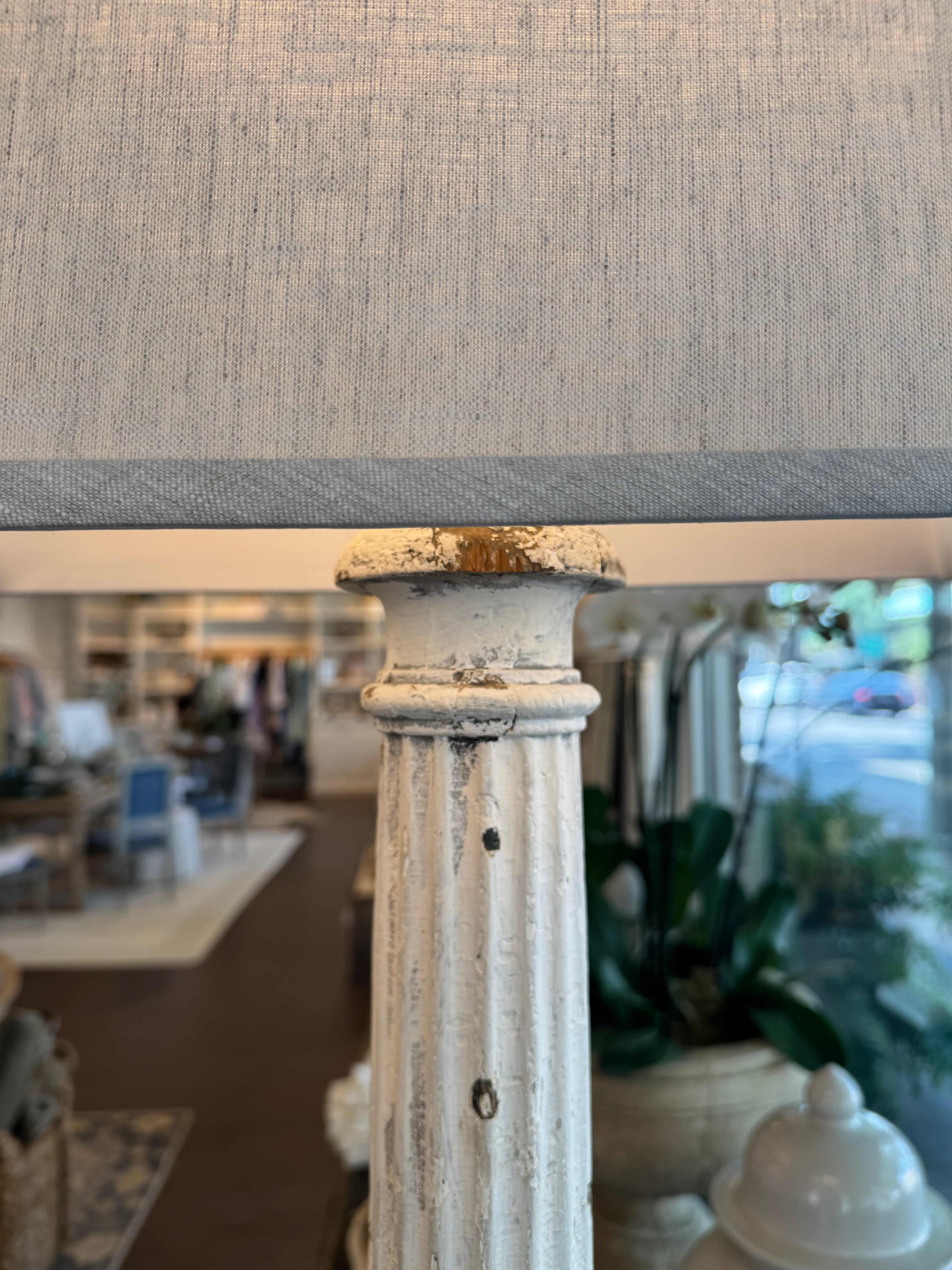 Antique White Column Lamps