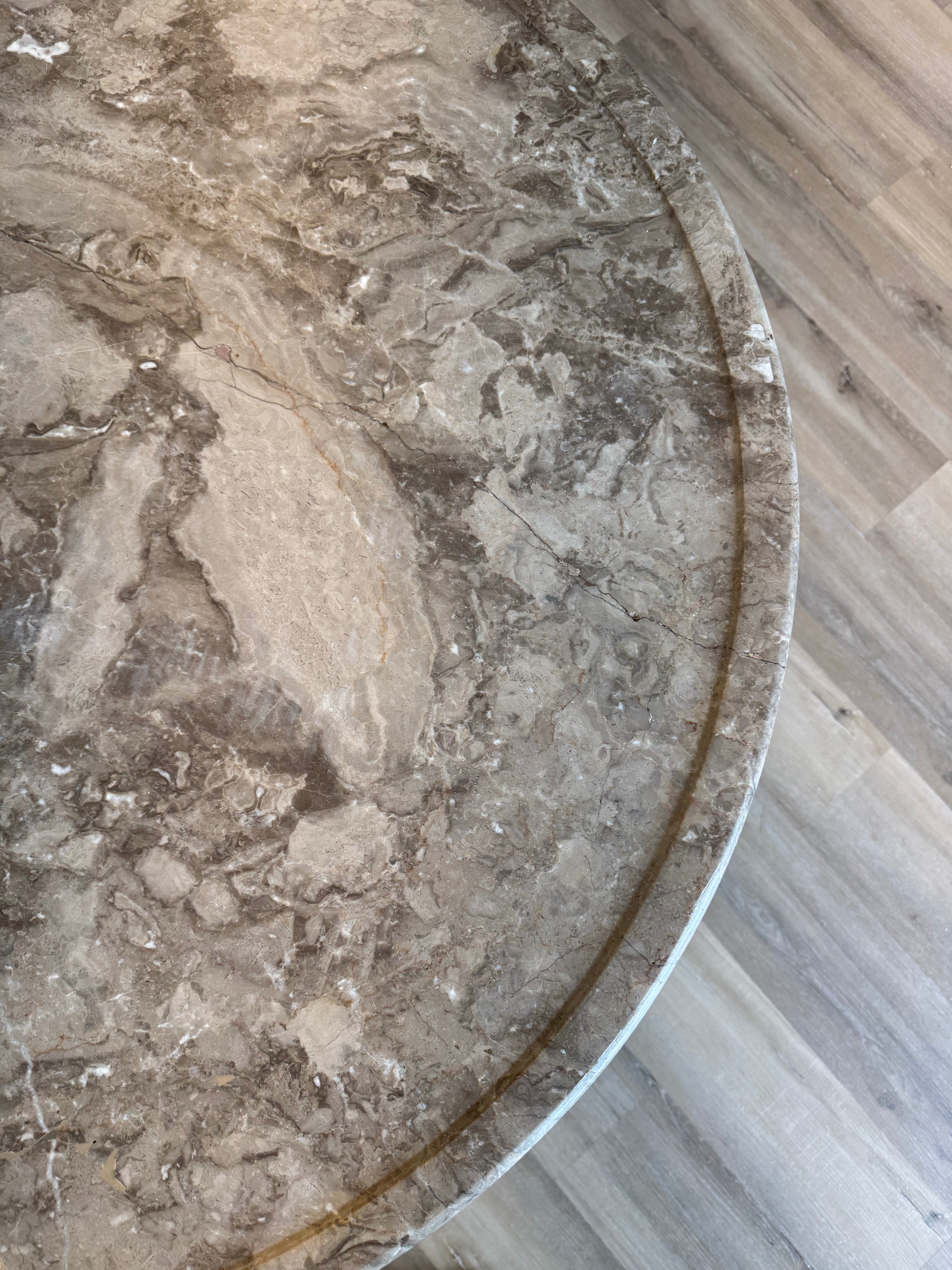 Round French Table with Marble Top