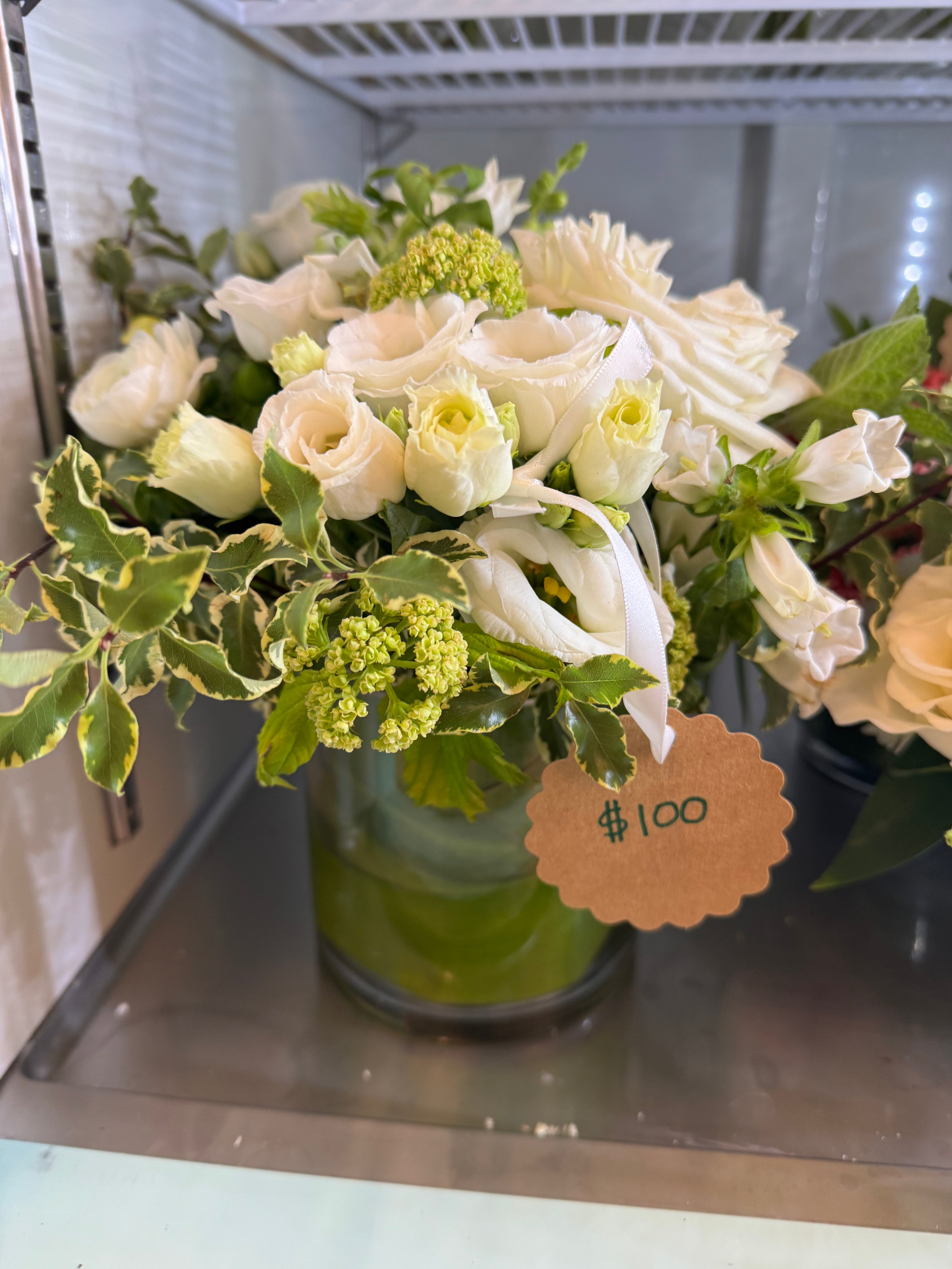 Small Lined Glass Cylinder with Florals