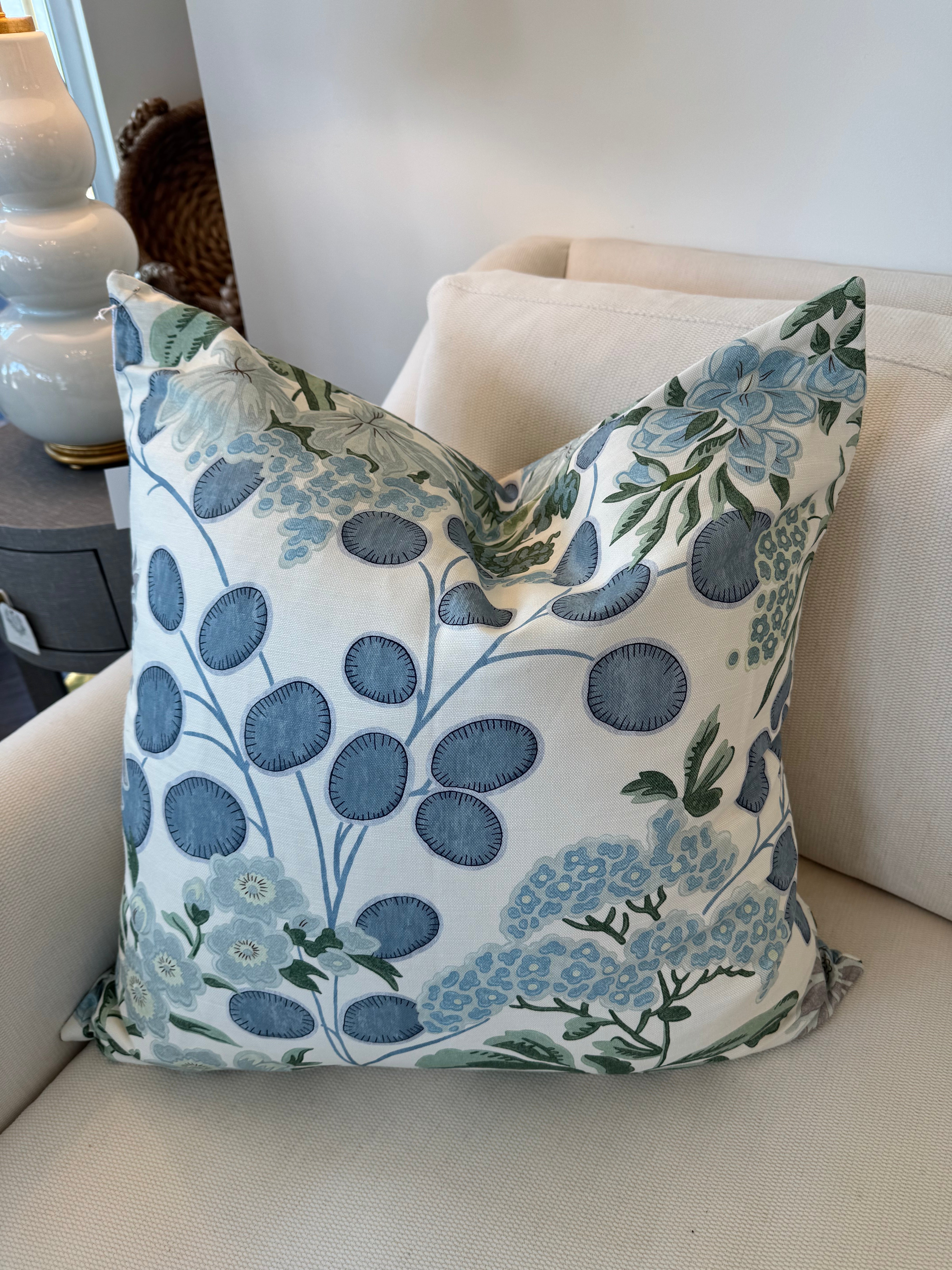 Thibaut Meadow and Lavender and Blue Custom Pillow