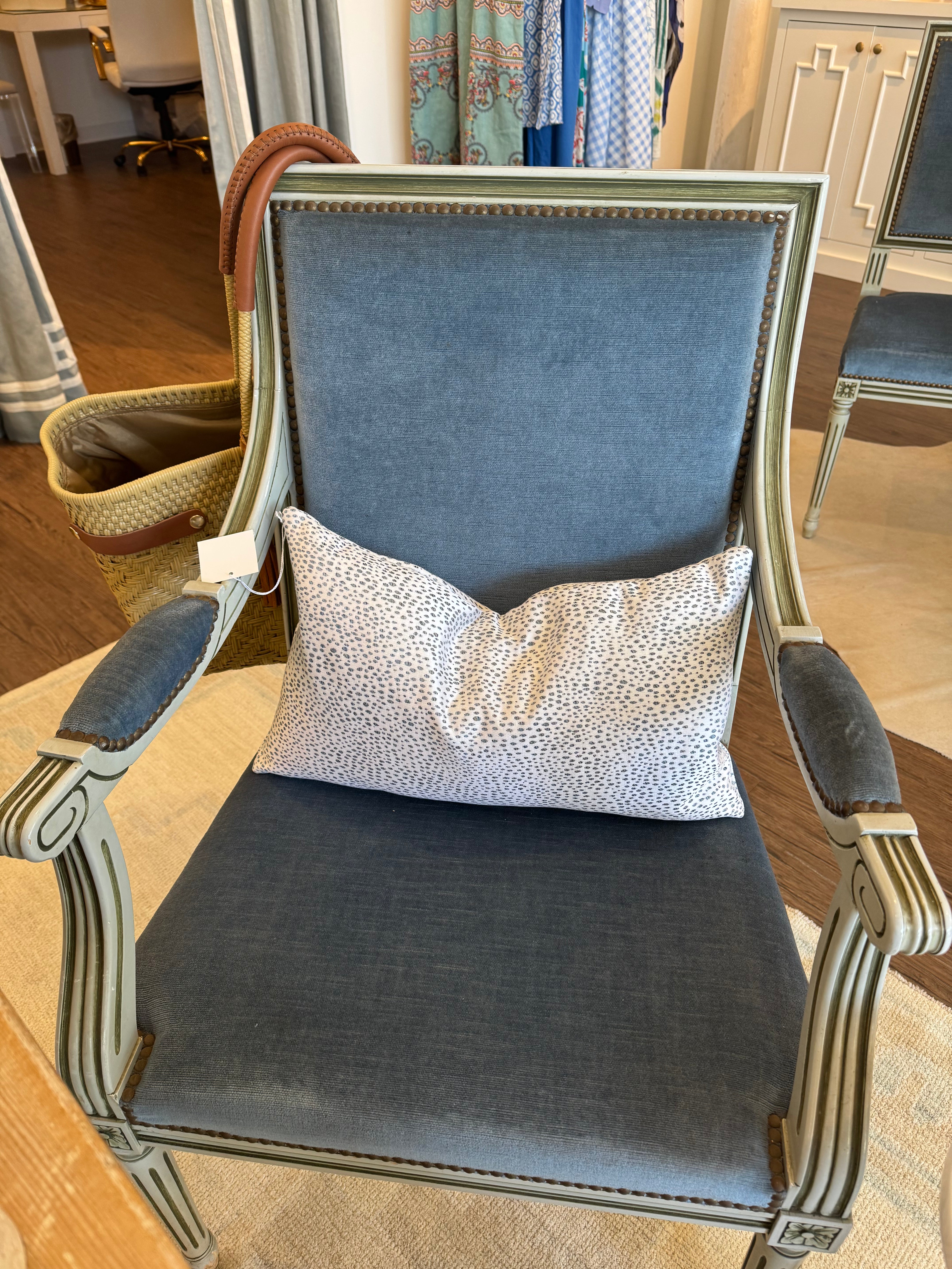 Scalamandre Raindrop Bluestone Kidney Pillow