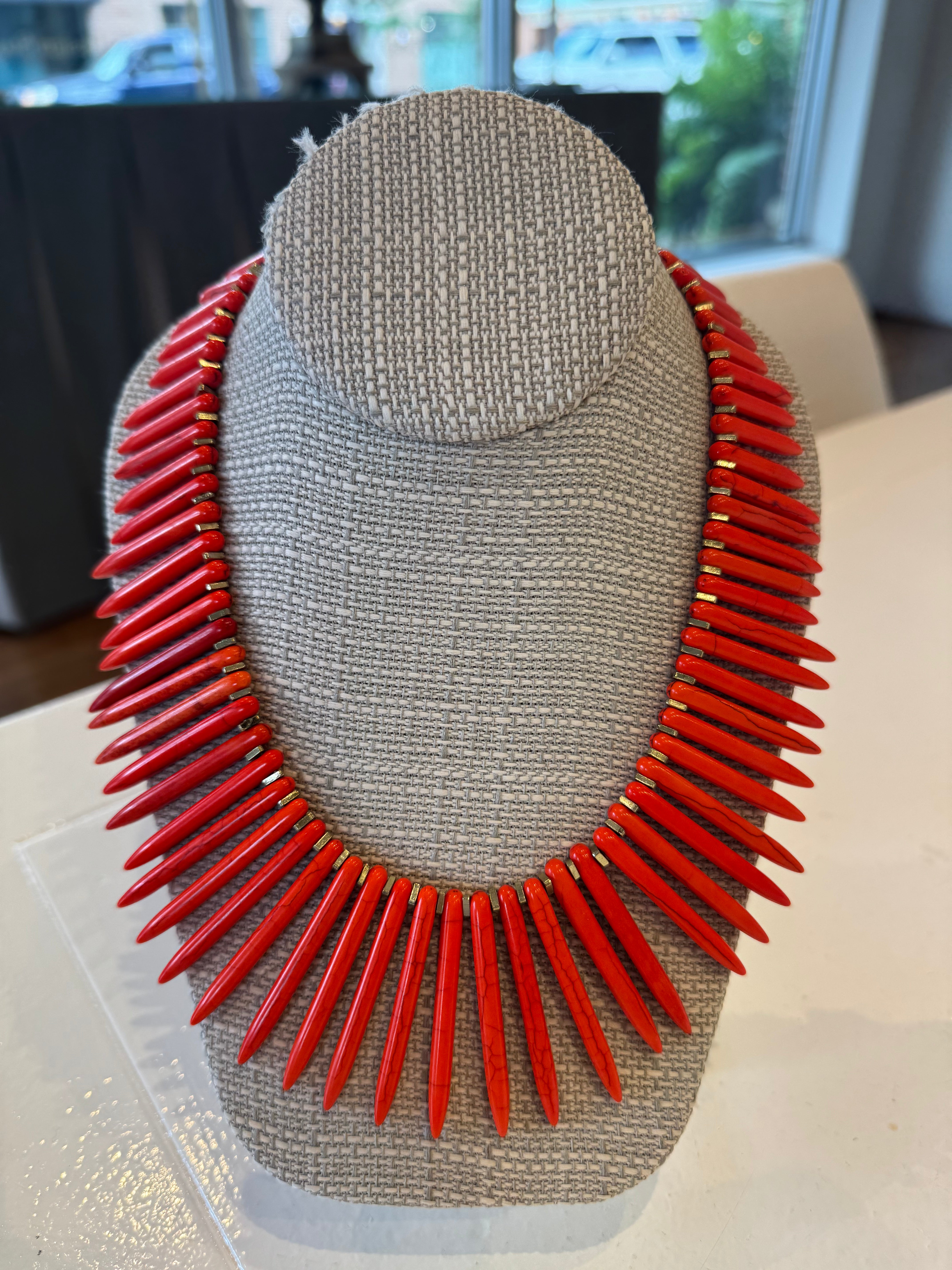 Bright Orange Fan with Brass Spacers