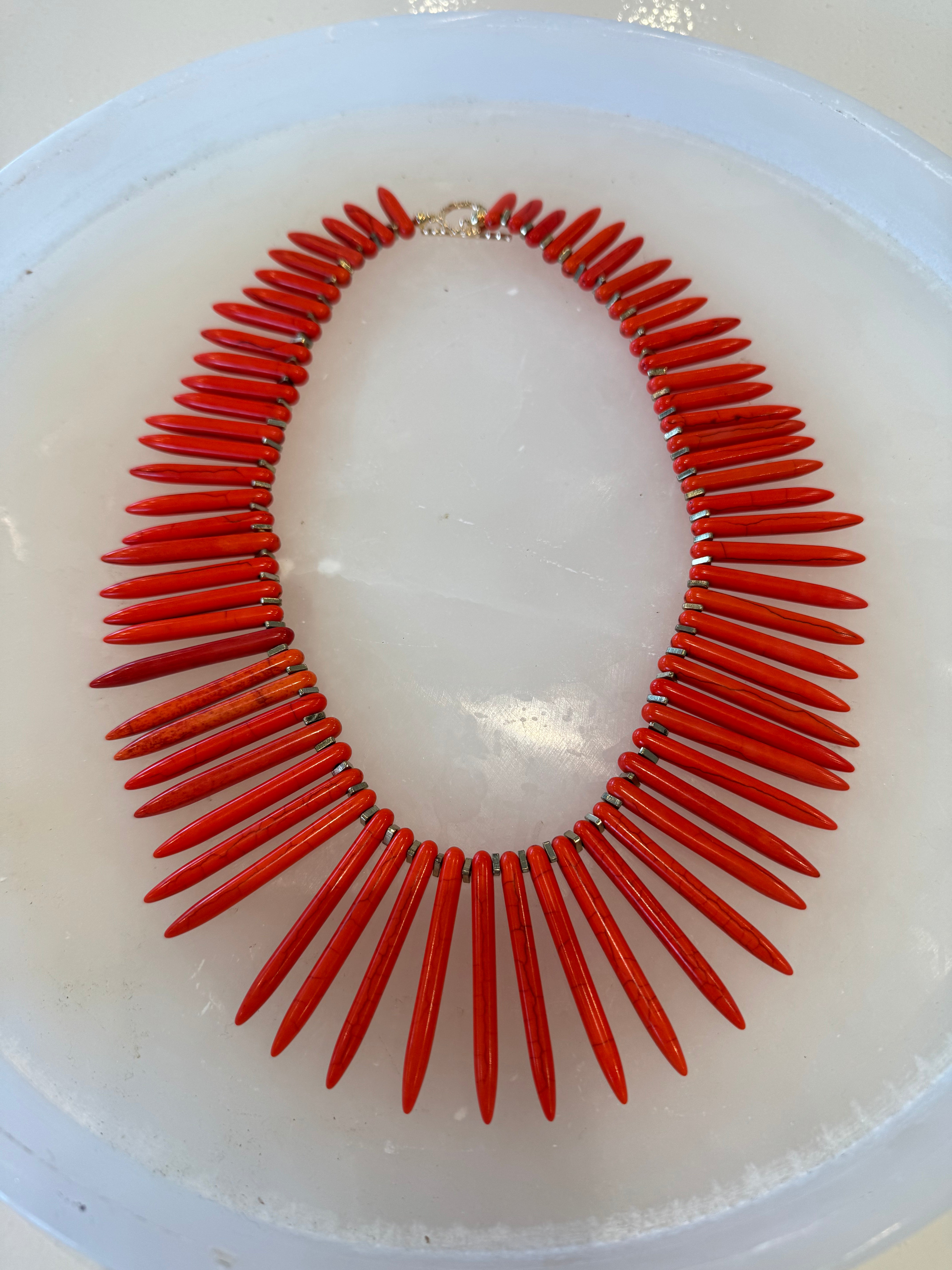Bright Orange Fan with Brass Spacers