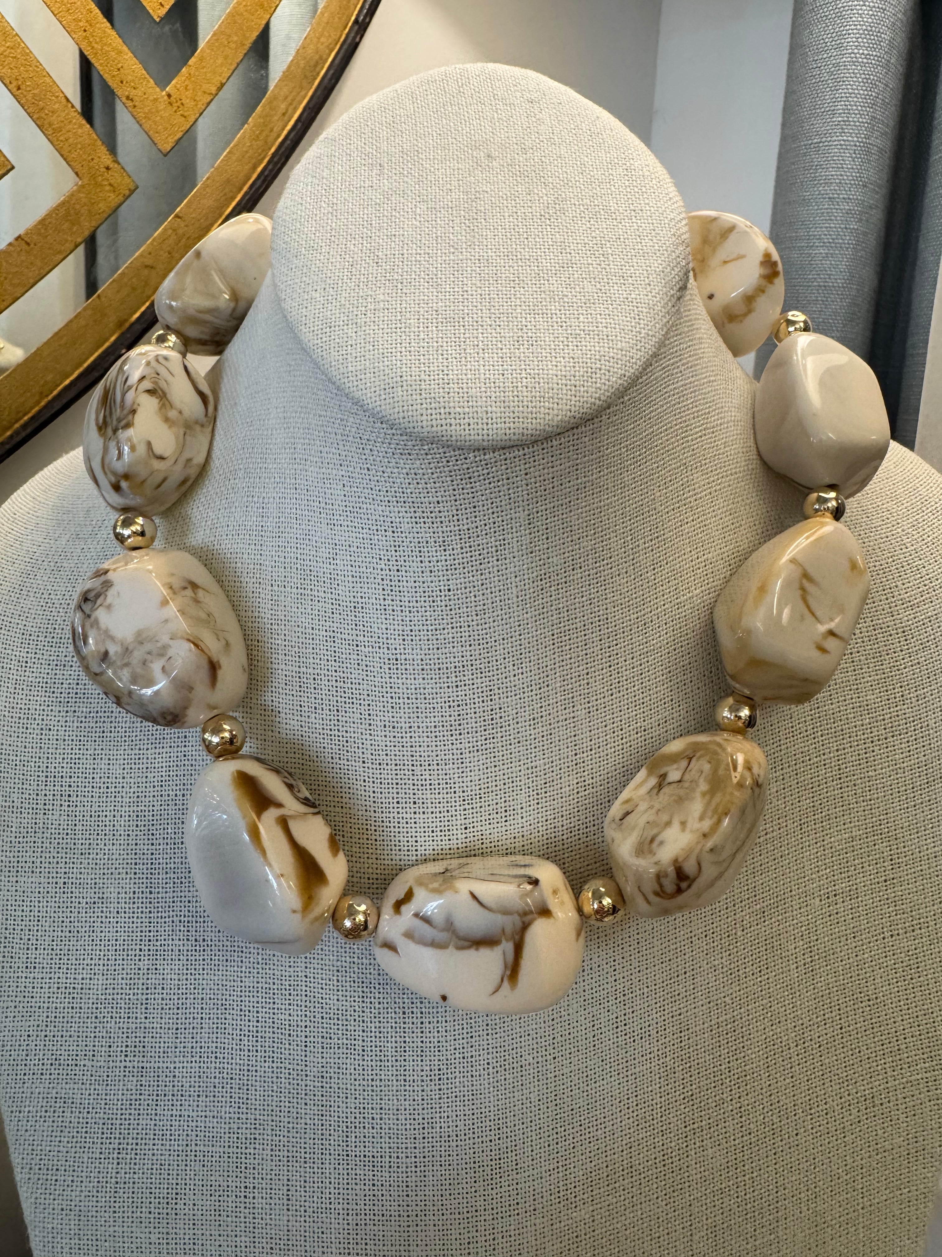 Marble Pebble & Ball Necklace