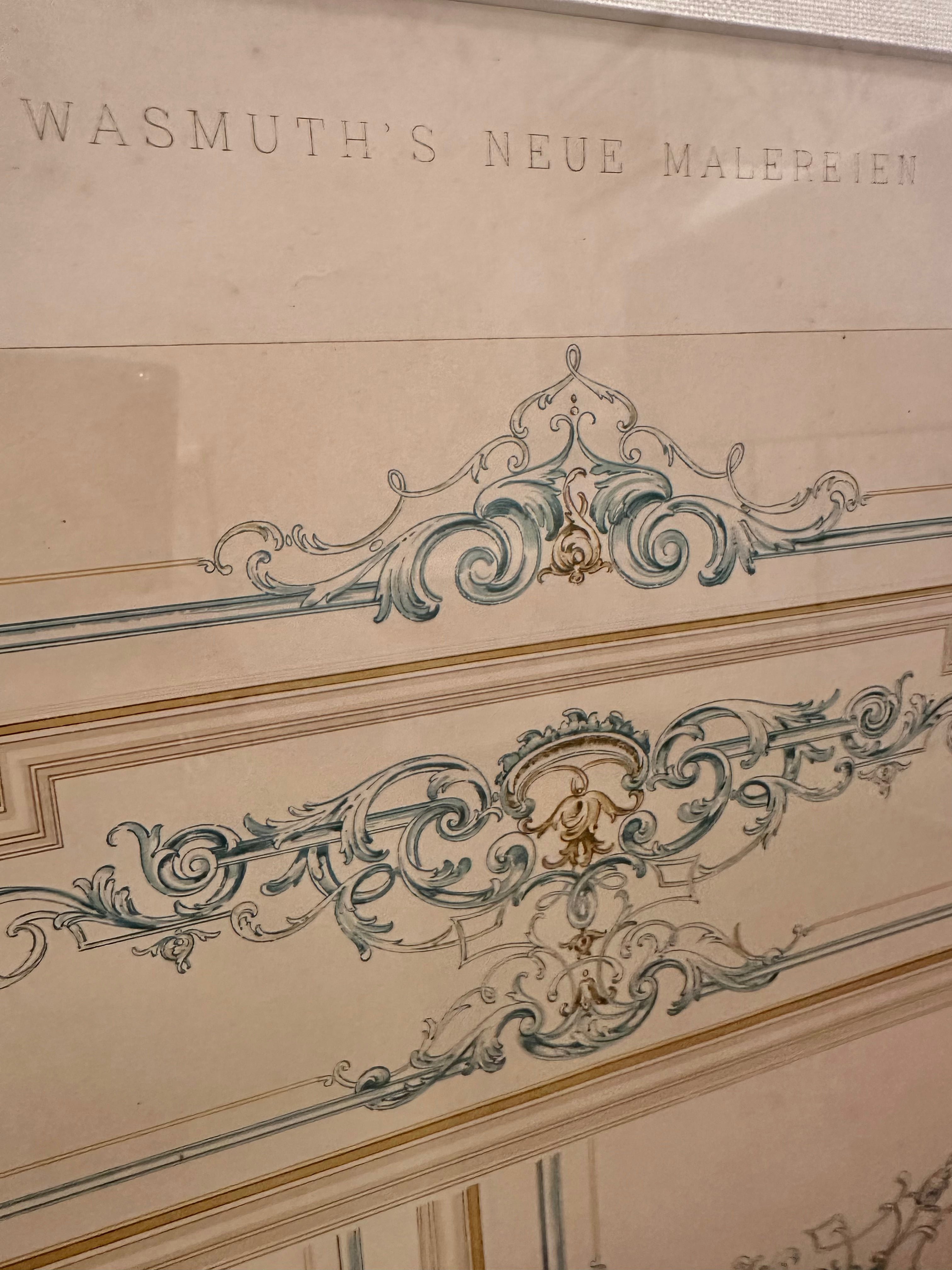 Antique Wasmuth's Chromolithographs: Thiergartenstrasse Ceilings Tafel 51