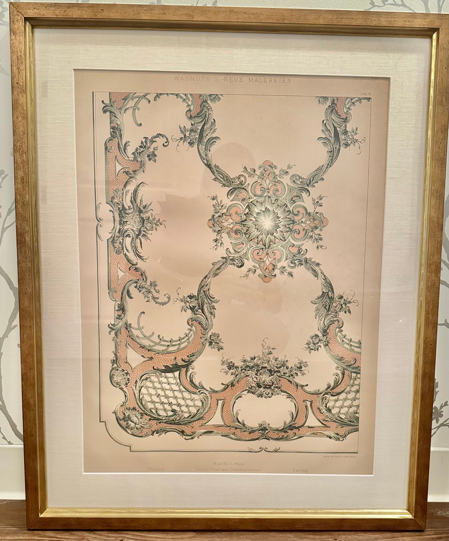 Antique Wasmuth's Chromolithographs: Damenzimmer Ceiling