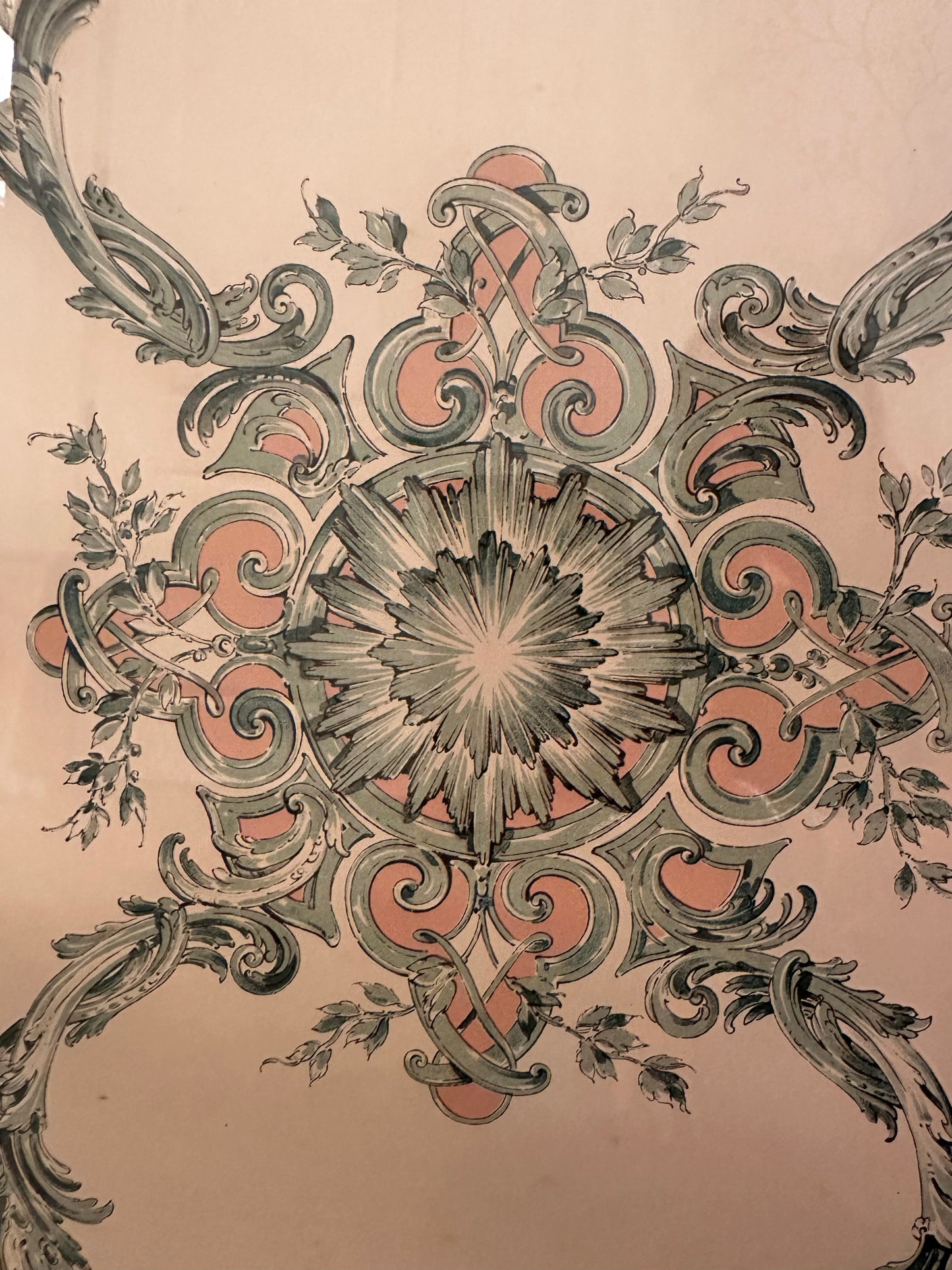 Antique Wasmuth's Chromolithographs: Damenzimmer Ceiling