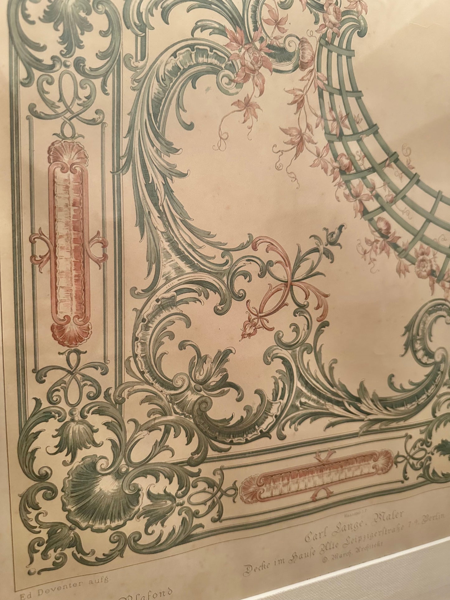 Antique Wasmuth's Chromolithographs: Leipzigerftrake Ceilings