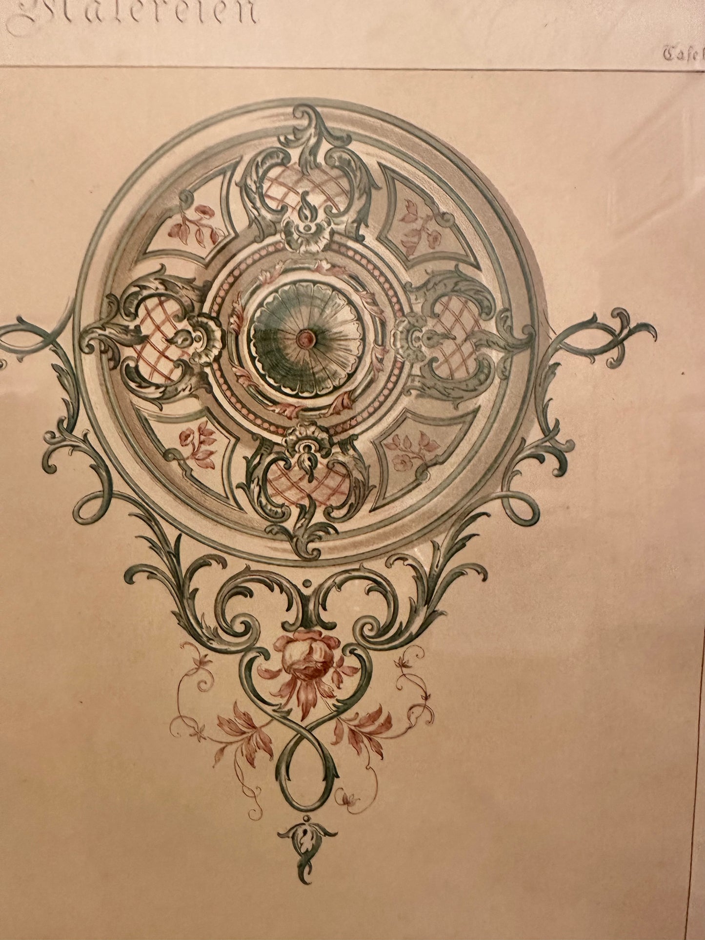 Antique Wasmuth's Chromolithographs: Leipzigerftrake Ceilings