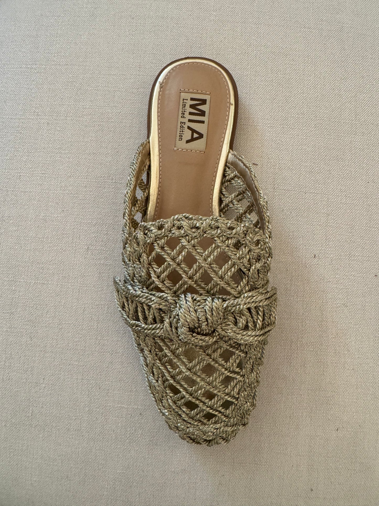 Layce Gold Raffia Slip On