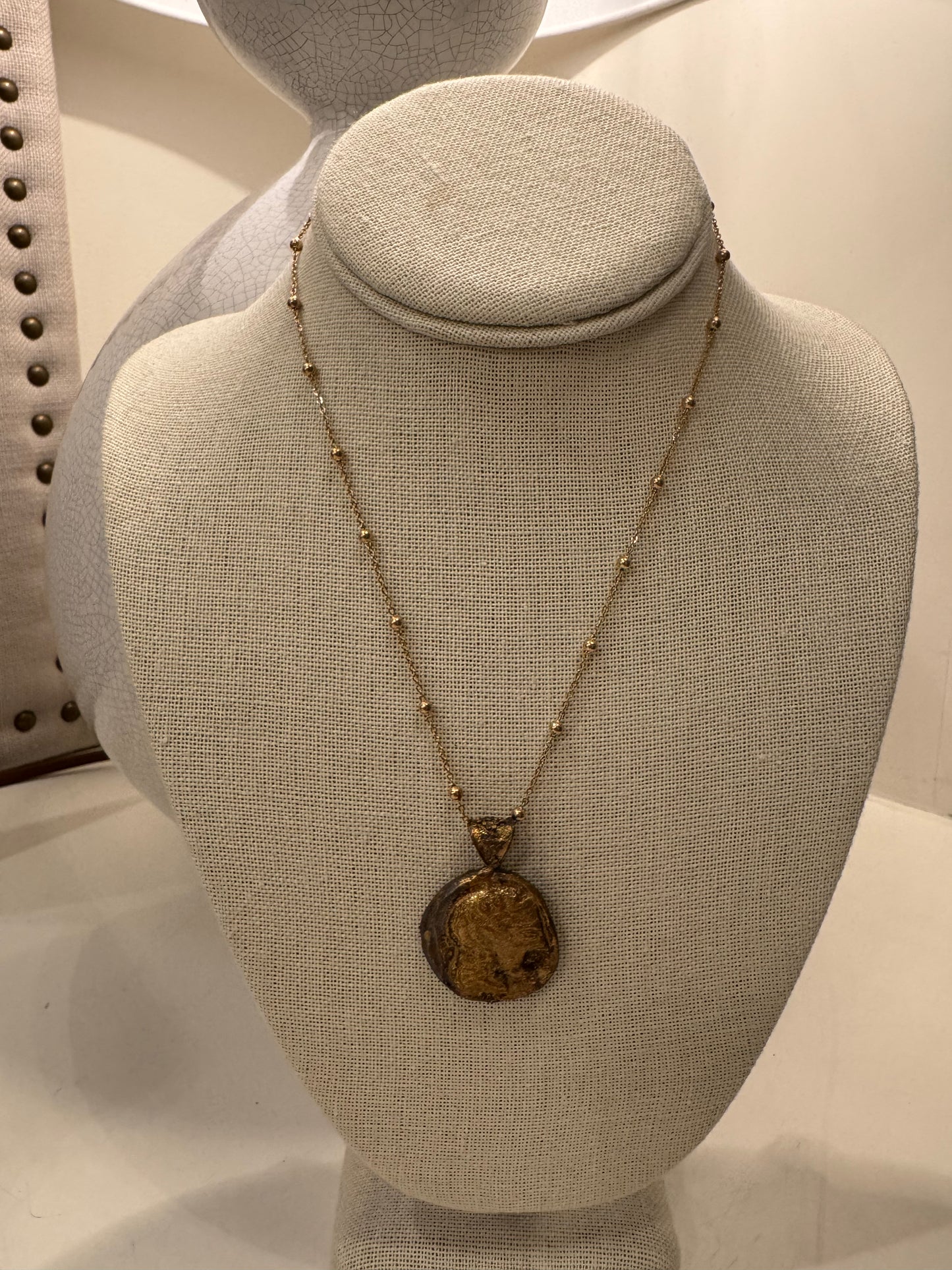 Beaded Chain with Greek Coin Pendant