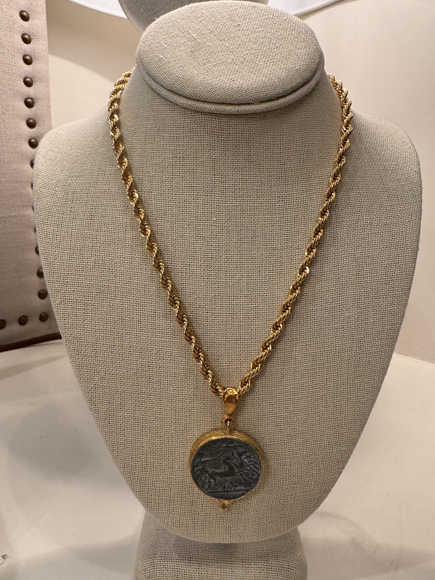 Chunky Roman Emperor Pendant Necklace