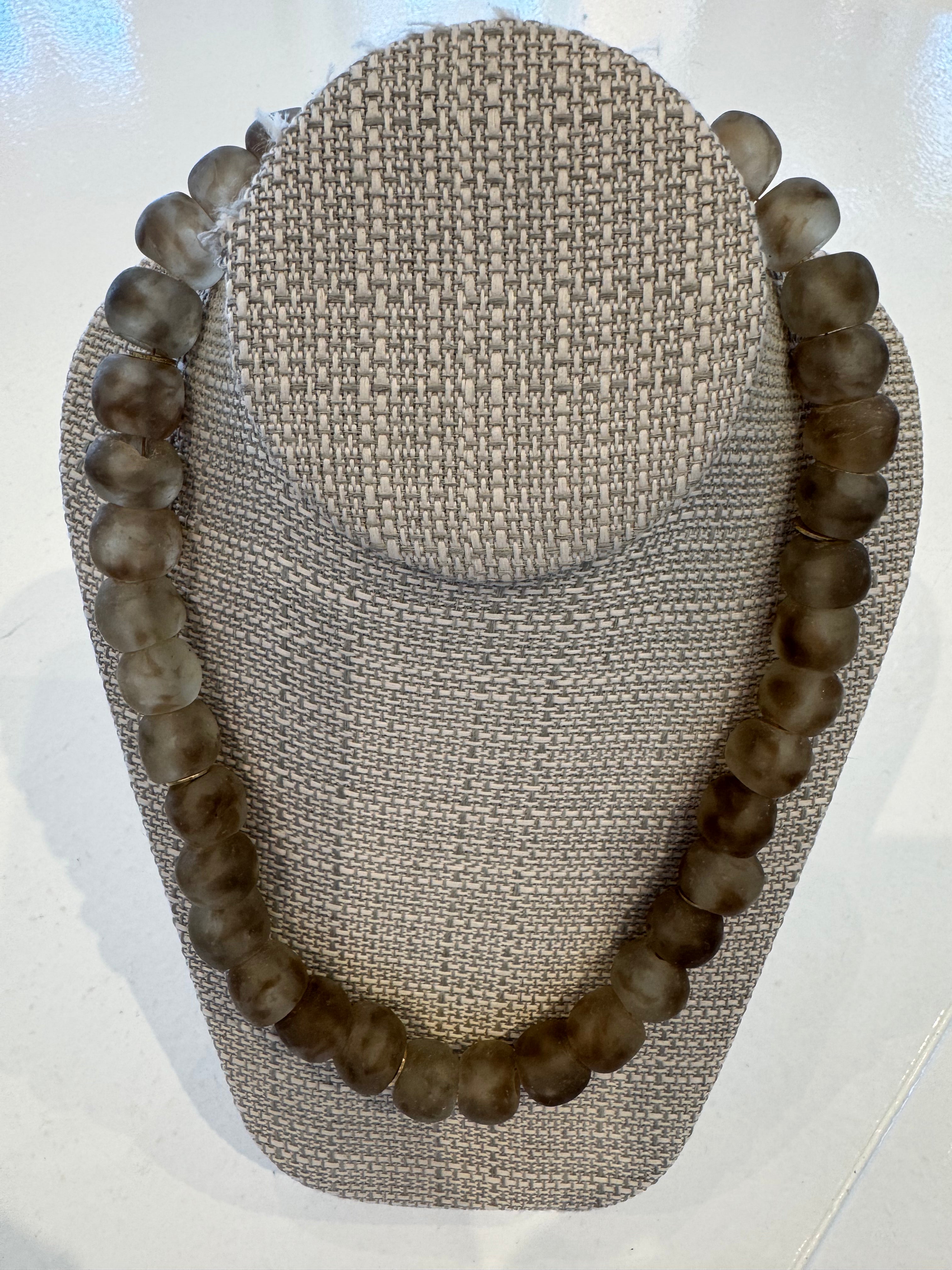 Clear Brown Beaded Necklace