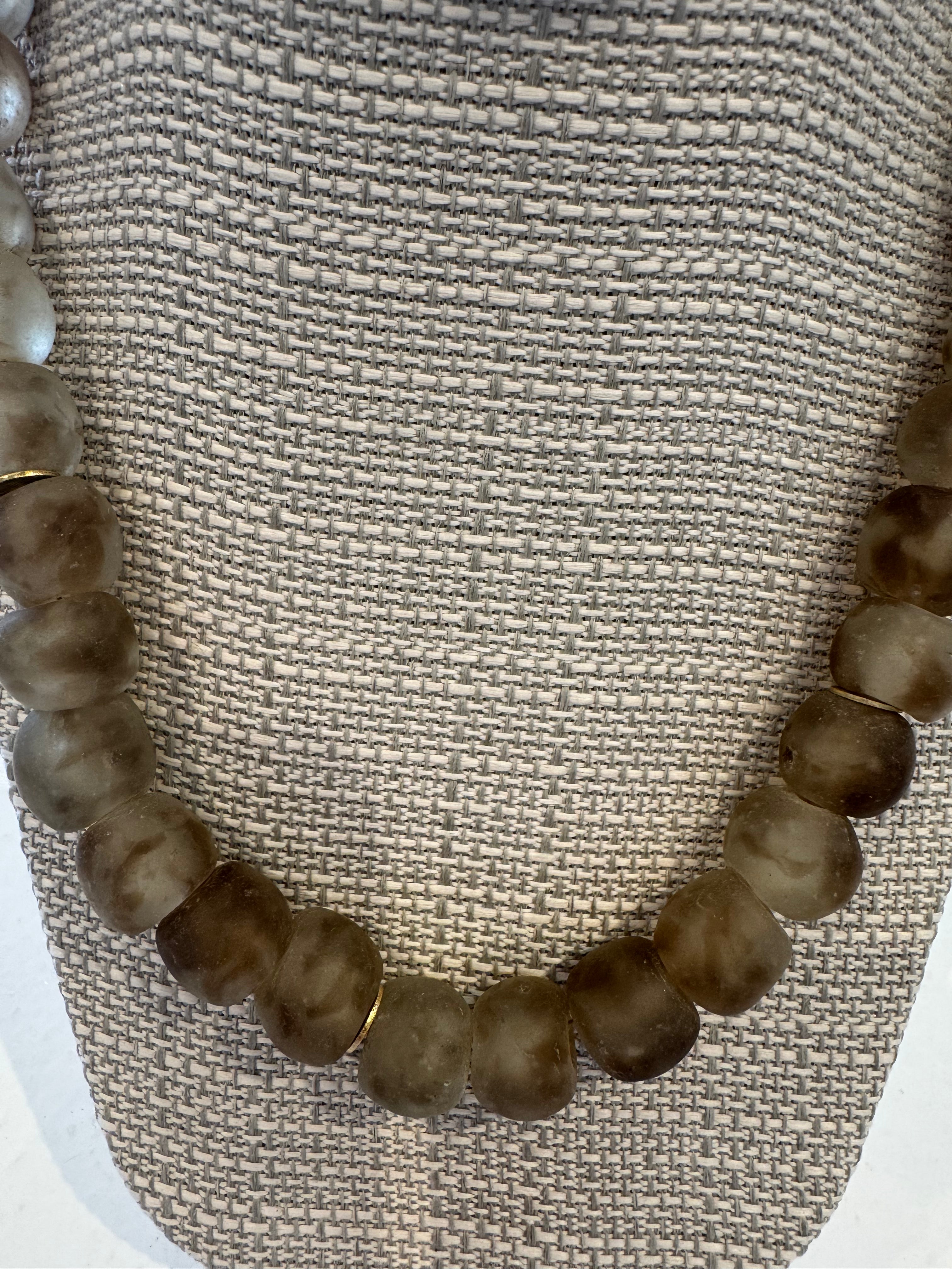 Clear Brown Beaded Necklace